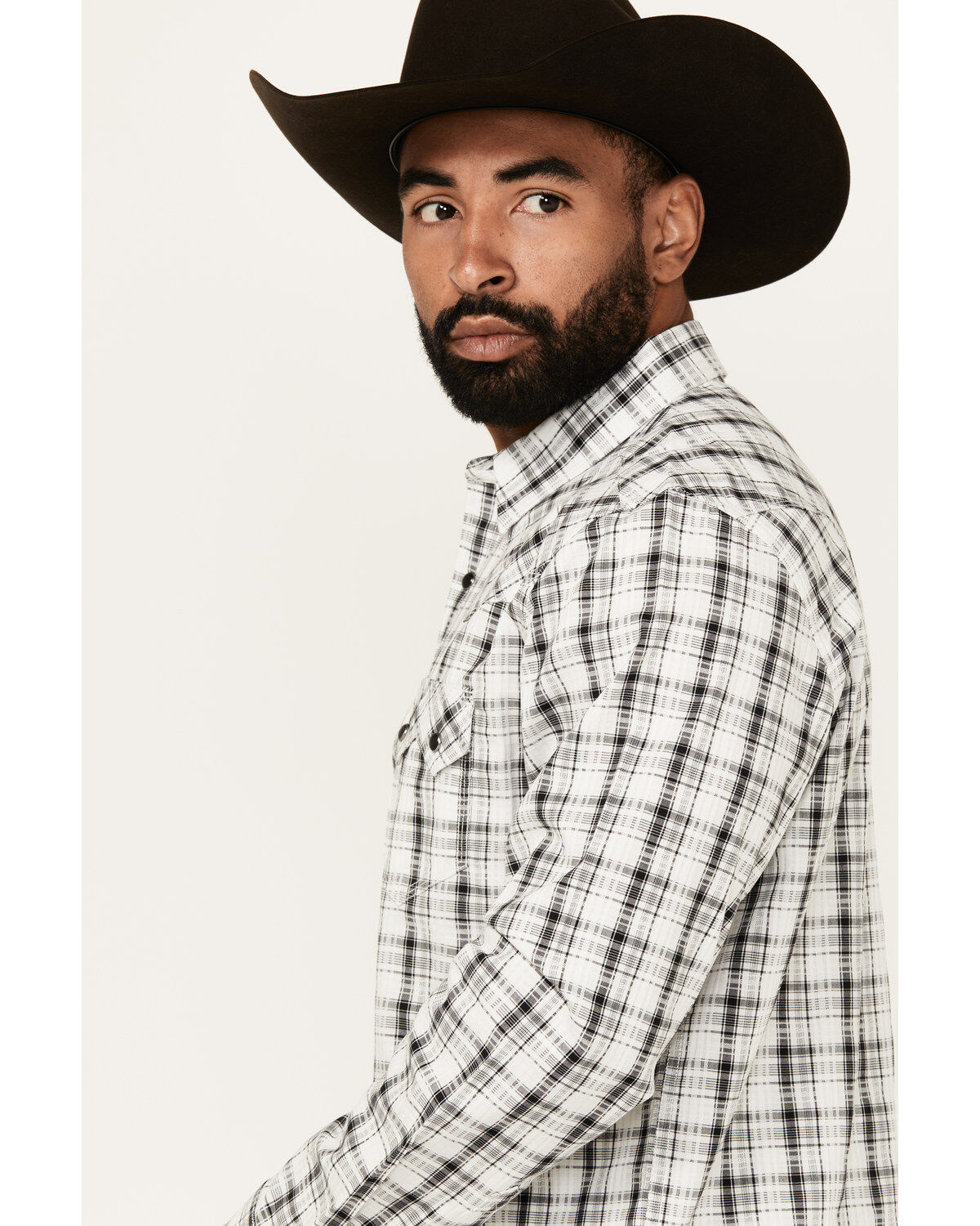 Moonshine Spirit Men's Traveler Plaid Print Long Sleeve Snap Western Shirt