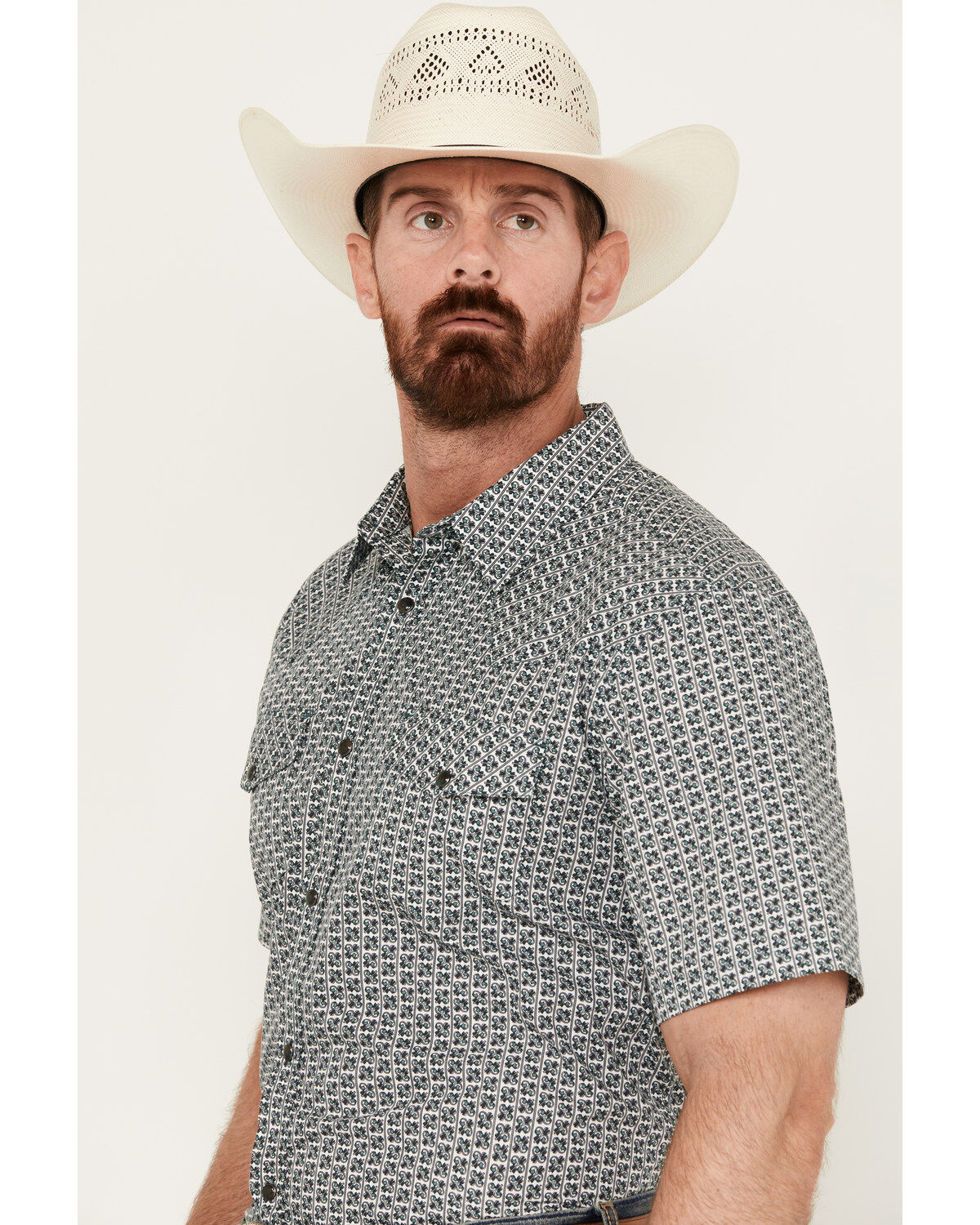 Gibson Trading Co. Men's Water Floral Print Short Sleeve Snap Western Shirt