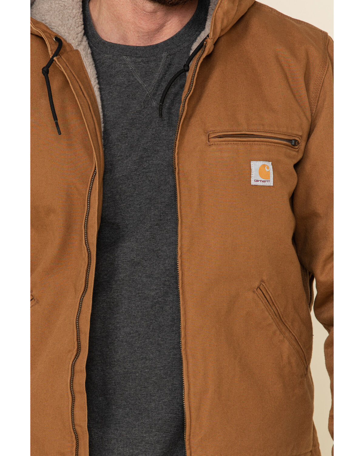 Carhartt Men's Washed Duck Sherpa Lined Hooded Work Jacket - Big & Tall