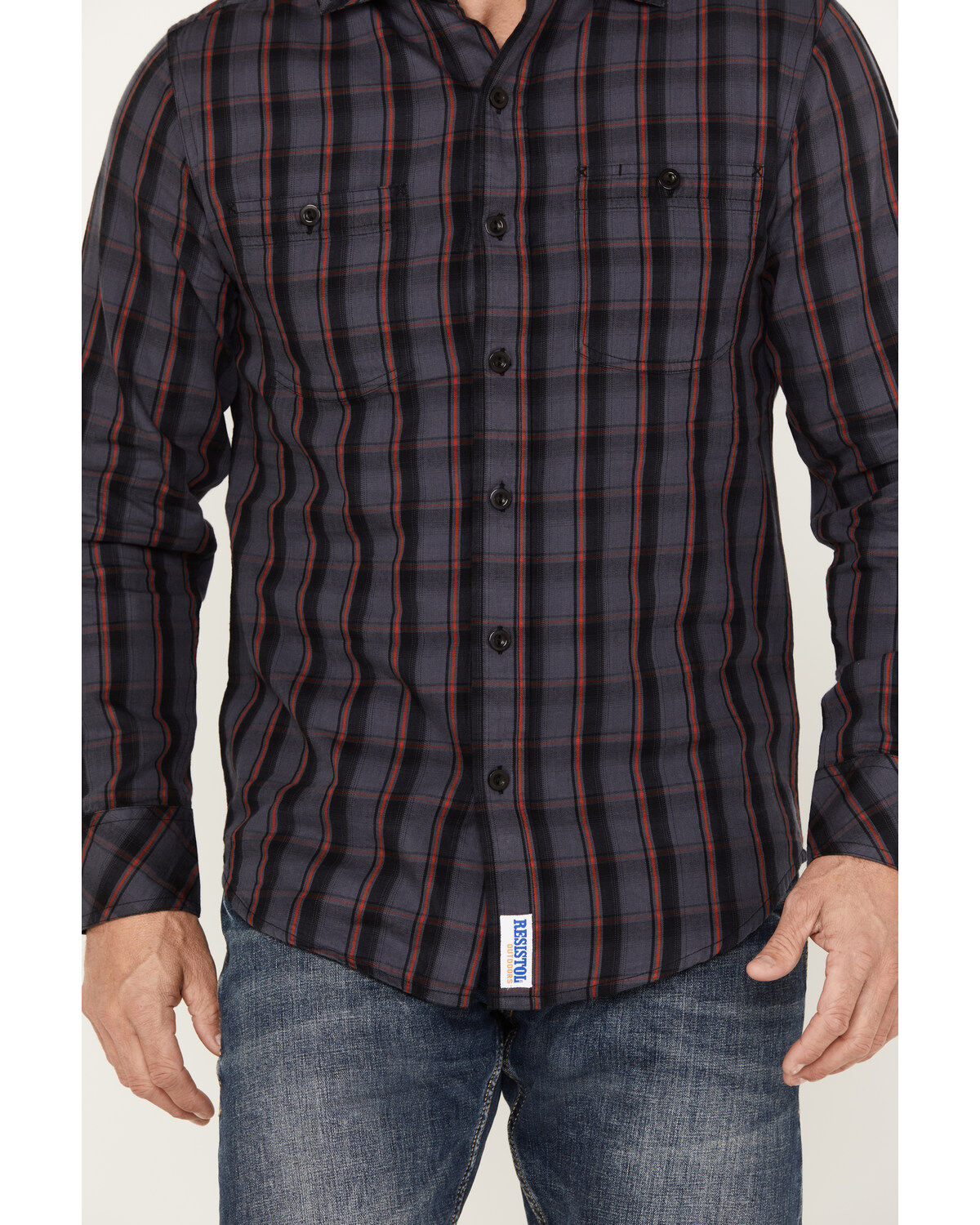 Resistol Men's Telluride Plaid Print Long Sleeve Button Down Western Shirt