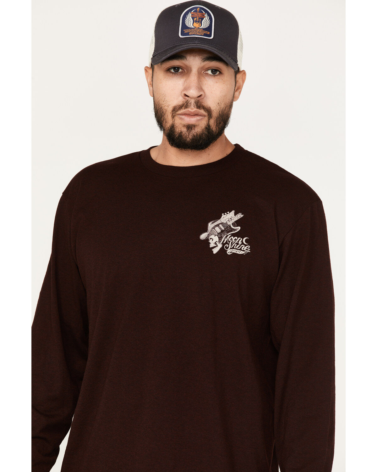 Moonshine Spirit Men's Guitar Floral Print Long Sleeve T-Shirt
