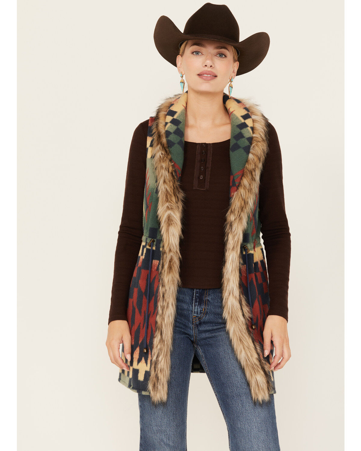 Tasha Polizzi Women's Southwestern Print Blanket Saddle Vest
