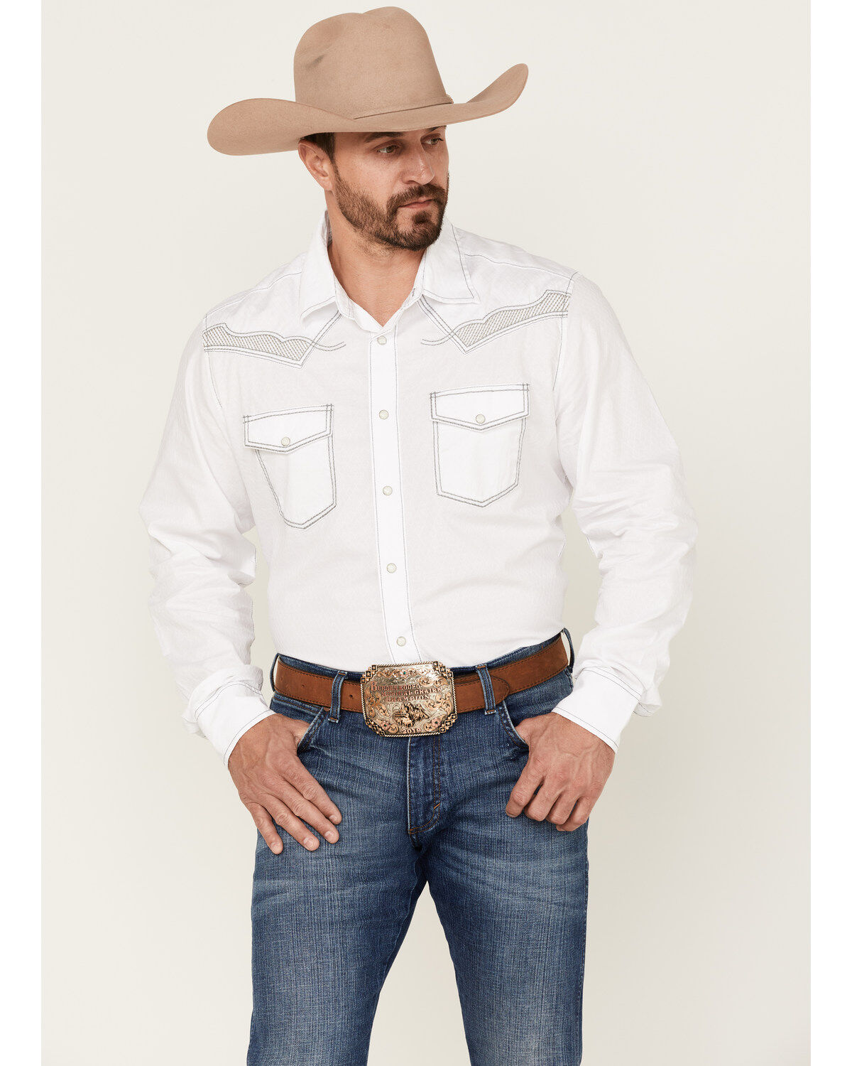 Rock 47 By Wrangler Men's Embroidered Long Sleeve Snap Western Shirt - Tall