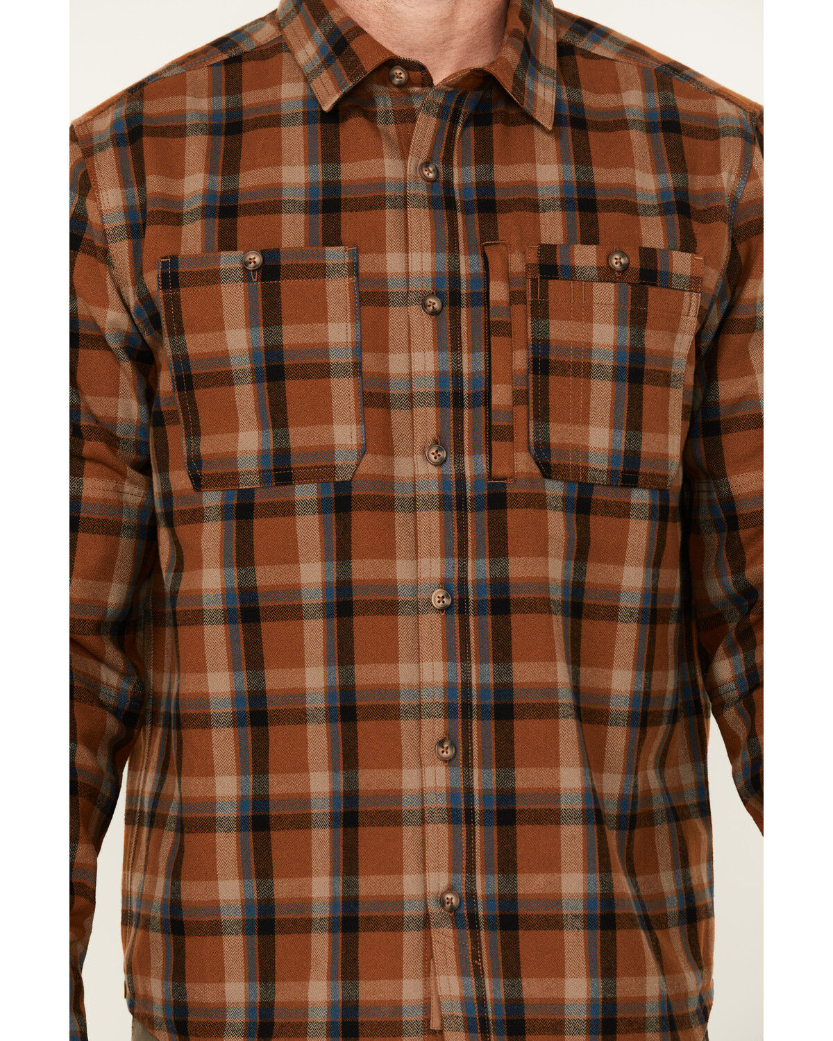 Lucky Brand Workwear Men's Framework Plaid Print Long Sleeve Button-Down Flannel Work Shirt