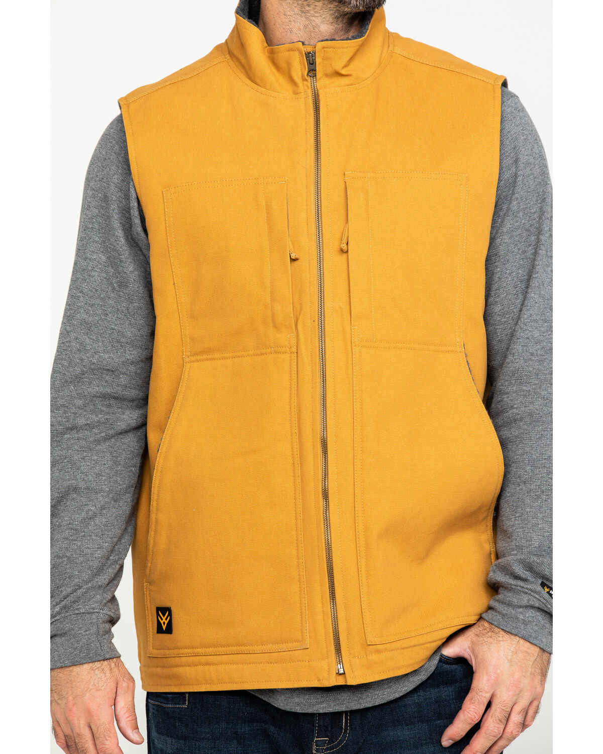 Hawx Men's Khaki Canvas Sherpa Lined Work Vest