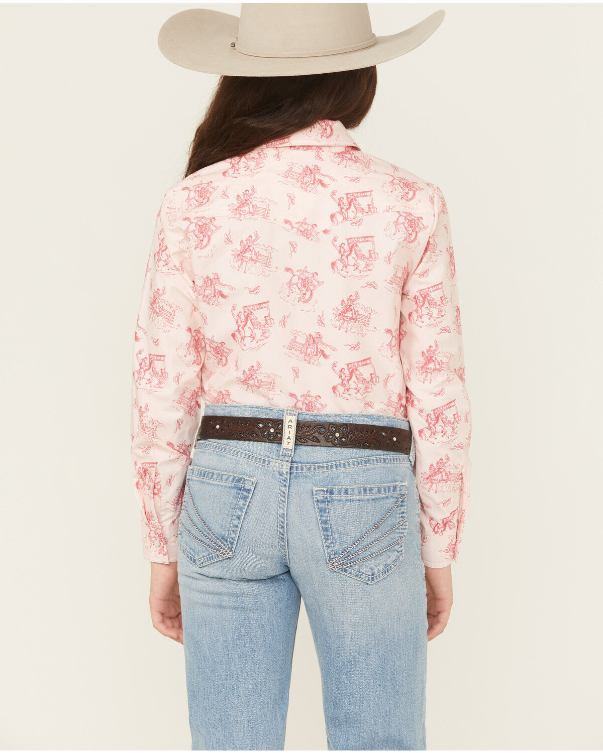 Panhandle Slim Girls' Conversation Print Long Sleeve Snap Western Shirt