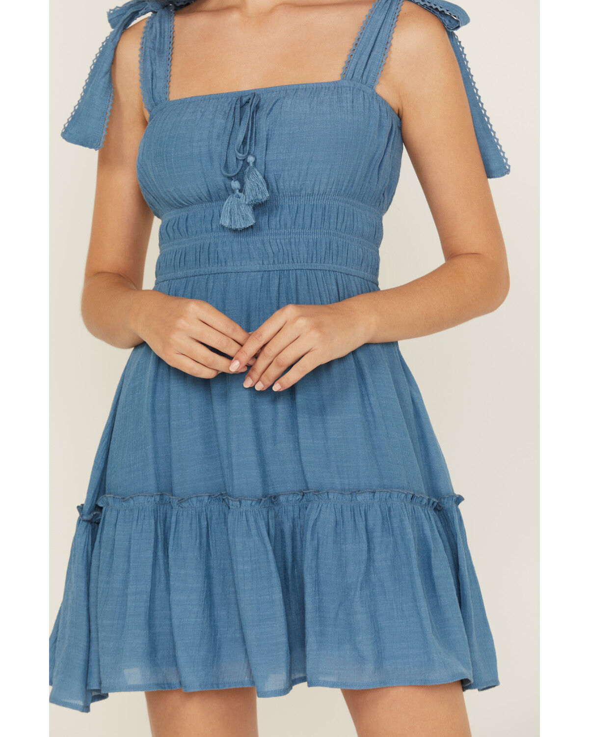 Ash & Violet Women's Solid Bow Strap Mini Dress