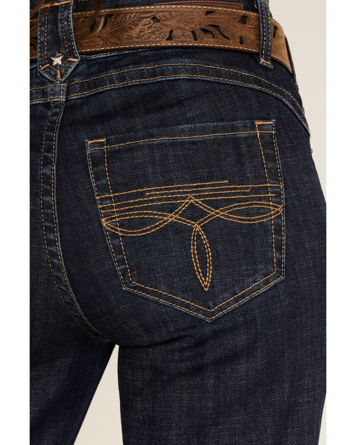 Rock & Roll Denim Women's Dark Wash Mid Rise Trouser Stretch Denim Jeans