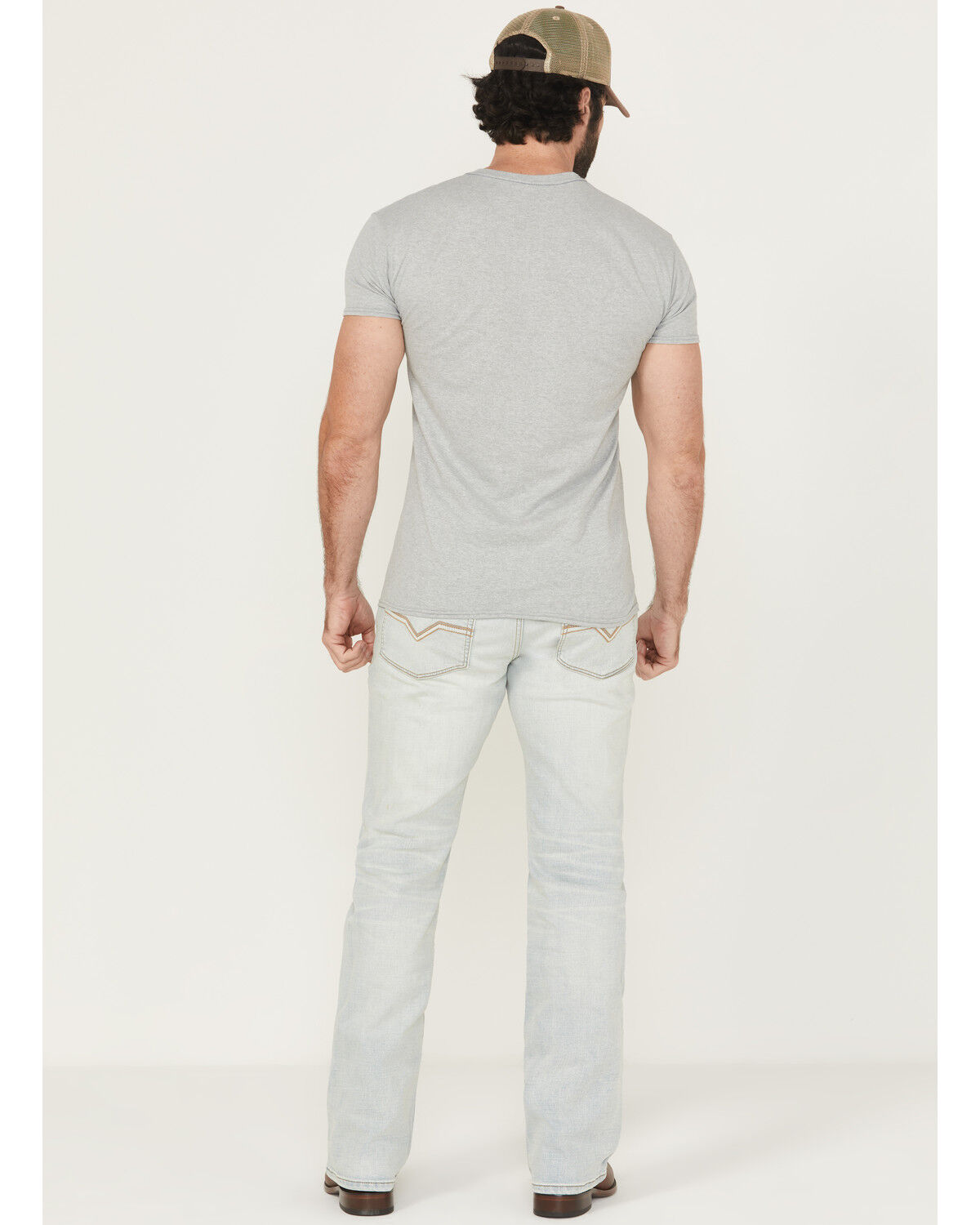 Moonshine Spirit Men's Savage Light Wash Slim Bootcut Stretch Denim Jeans