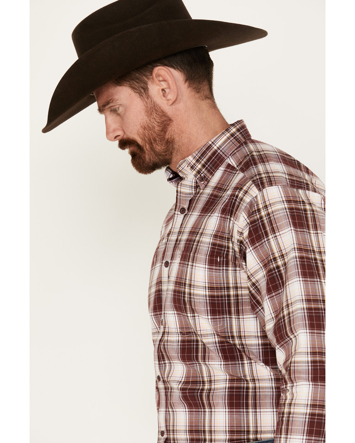 Ariat Men's Adrian Plaid Print Long Sleeve Button-Down Western Shirt