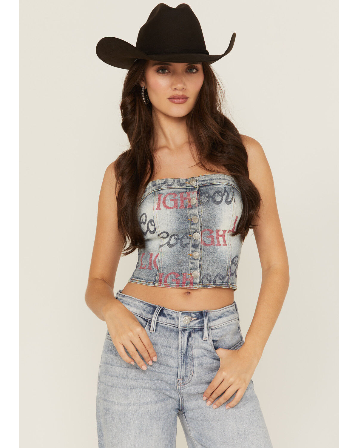 The Laundry Room Women's Boot Barn Exclusive Coors Light Denim Bustier
