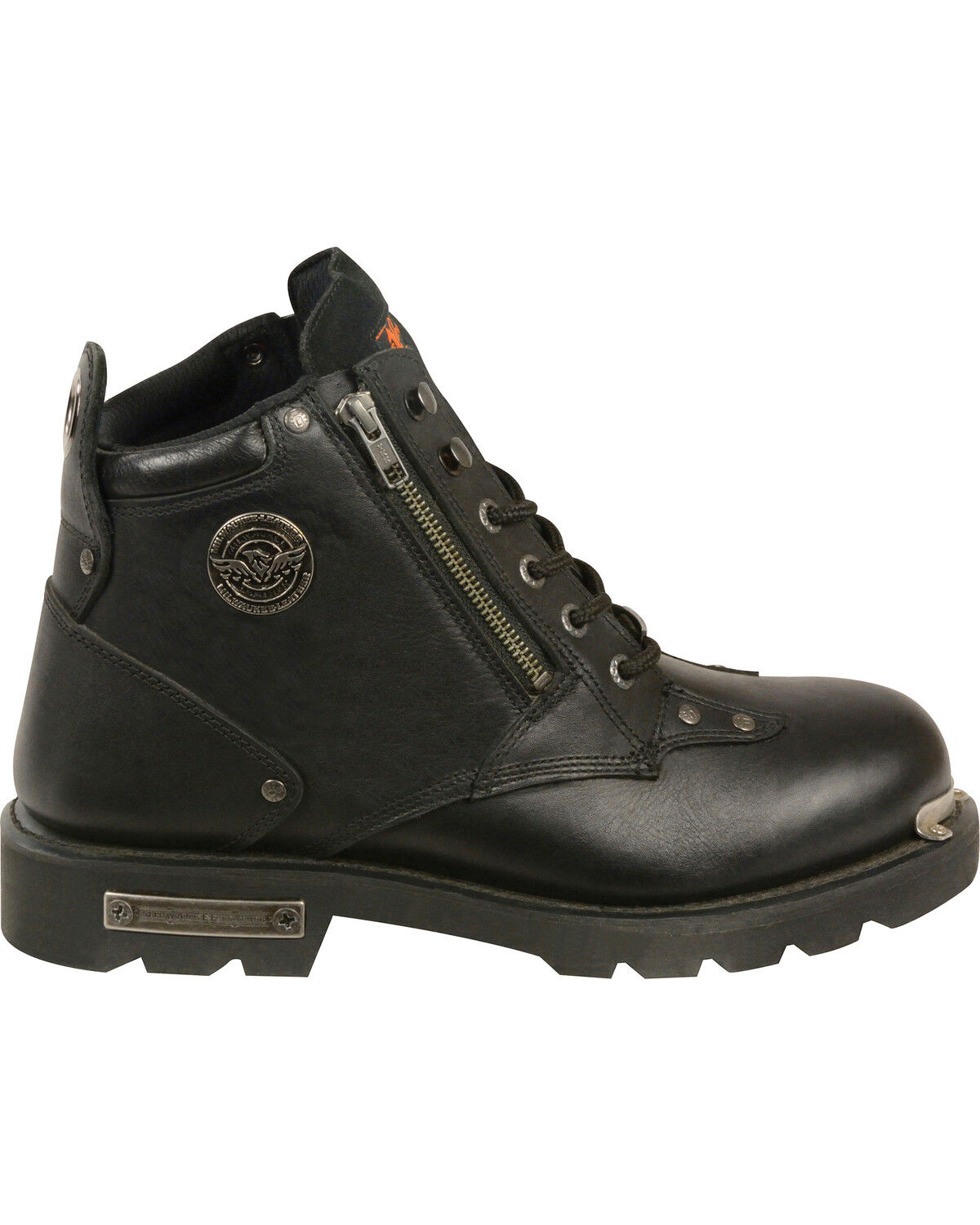 Milwaukee Leather Men's Lace To Toe Double Sided Zipper Entry Boots - Round Toe