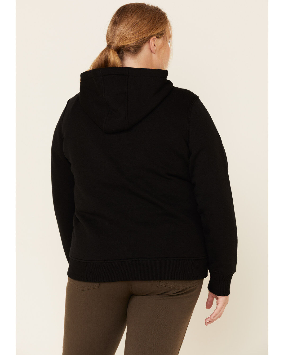 Carhartt Women's Black Clarksburg Sleeve Logo Hooded Sweatshirt - Plus