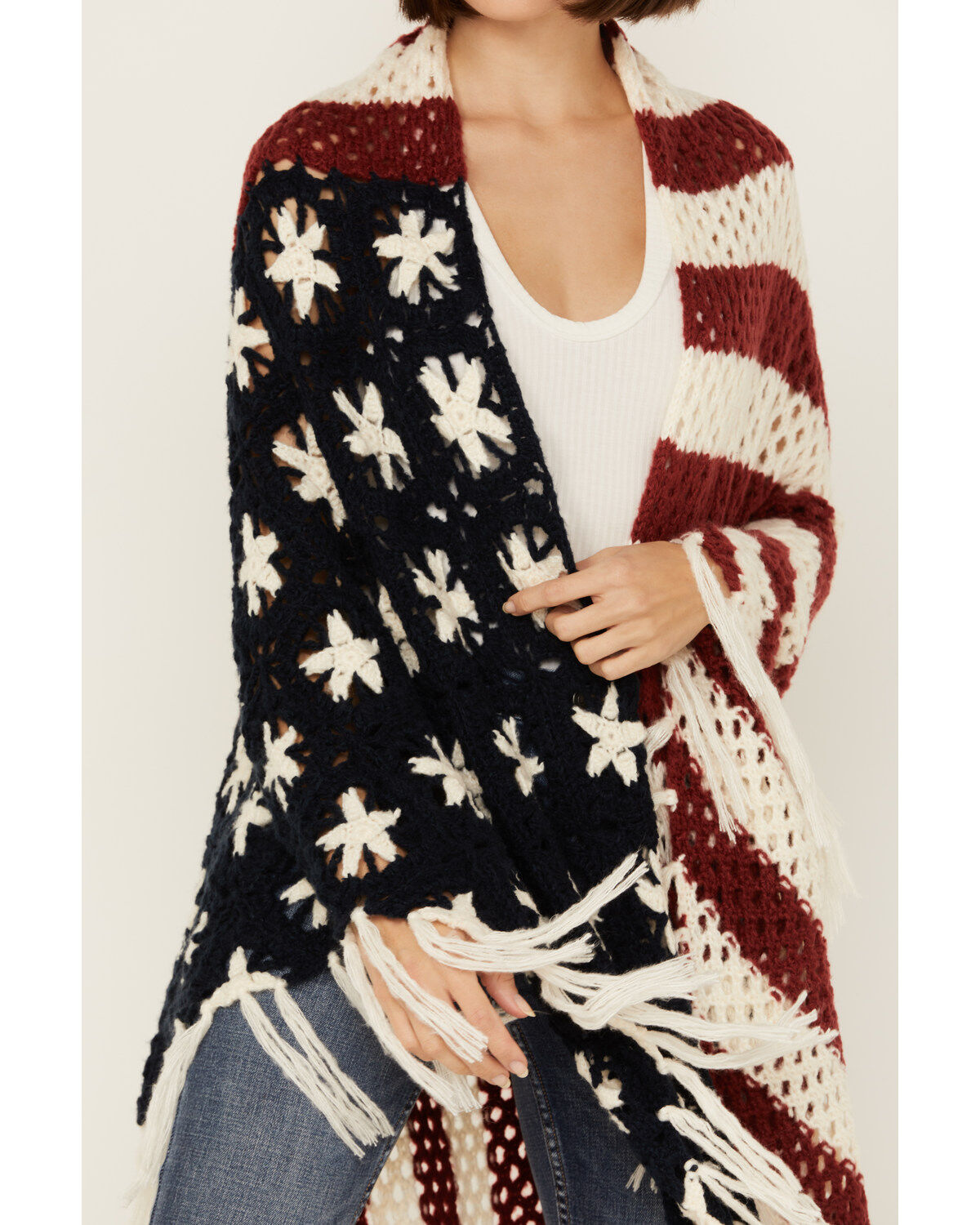 Shyanne Women's Americana Fringe Crochet Shawl