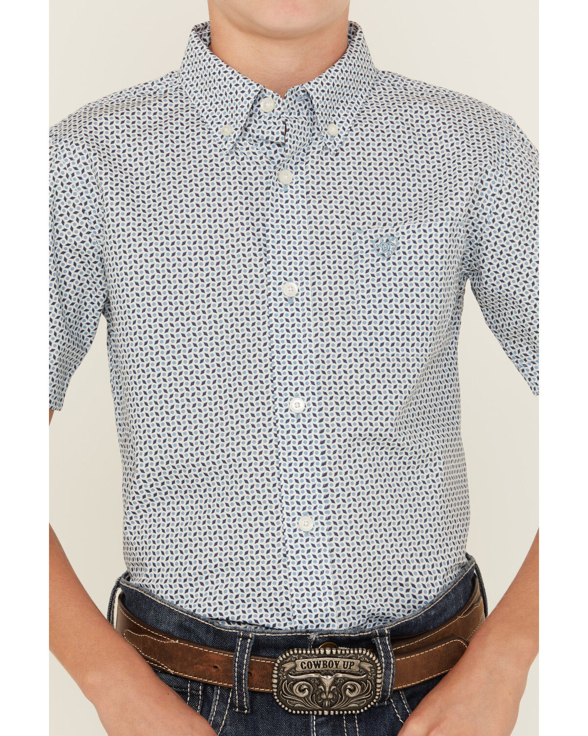 Ariat Boys' Geo Print Short Sleeve Button-Down Western Shirt