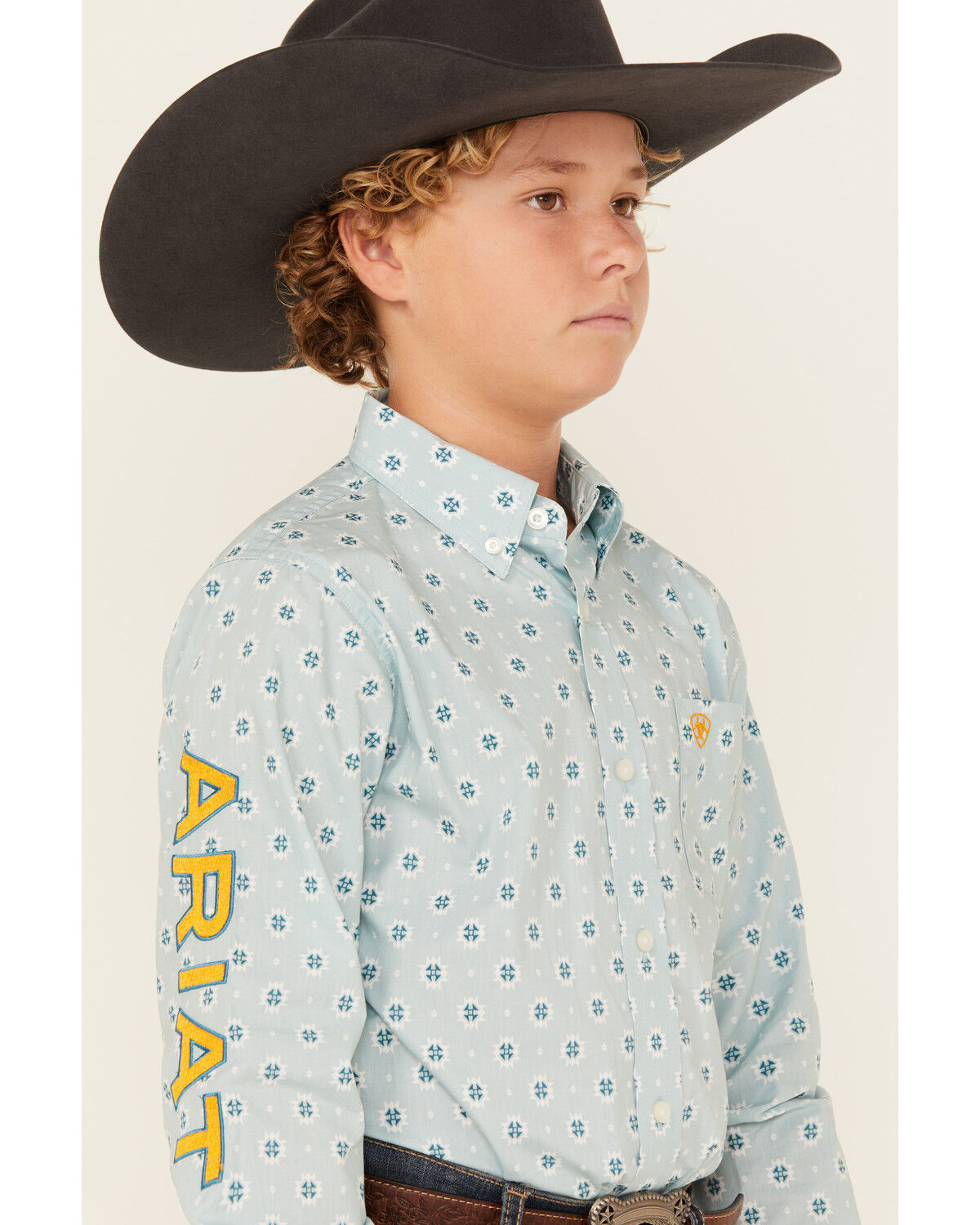 Ariat Boys' Team Logo Geo Print Long Sleeve Button-Down Western Shirt