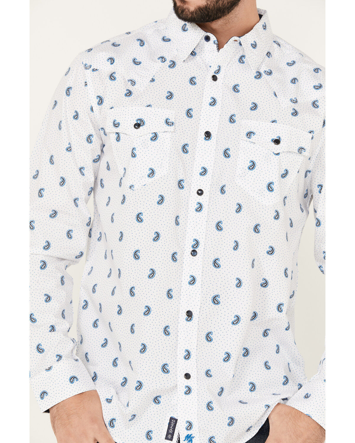 Moonshine Spirit Men's Attitude Paisley Print Long Sleeve Snap Western Shirt