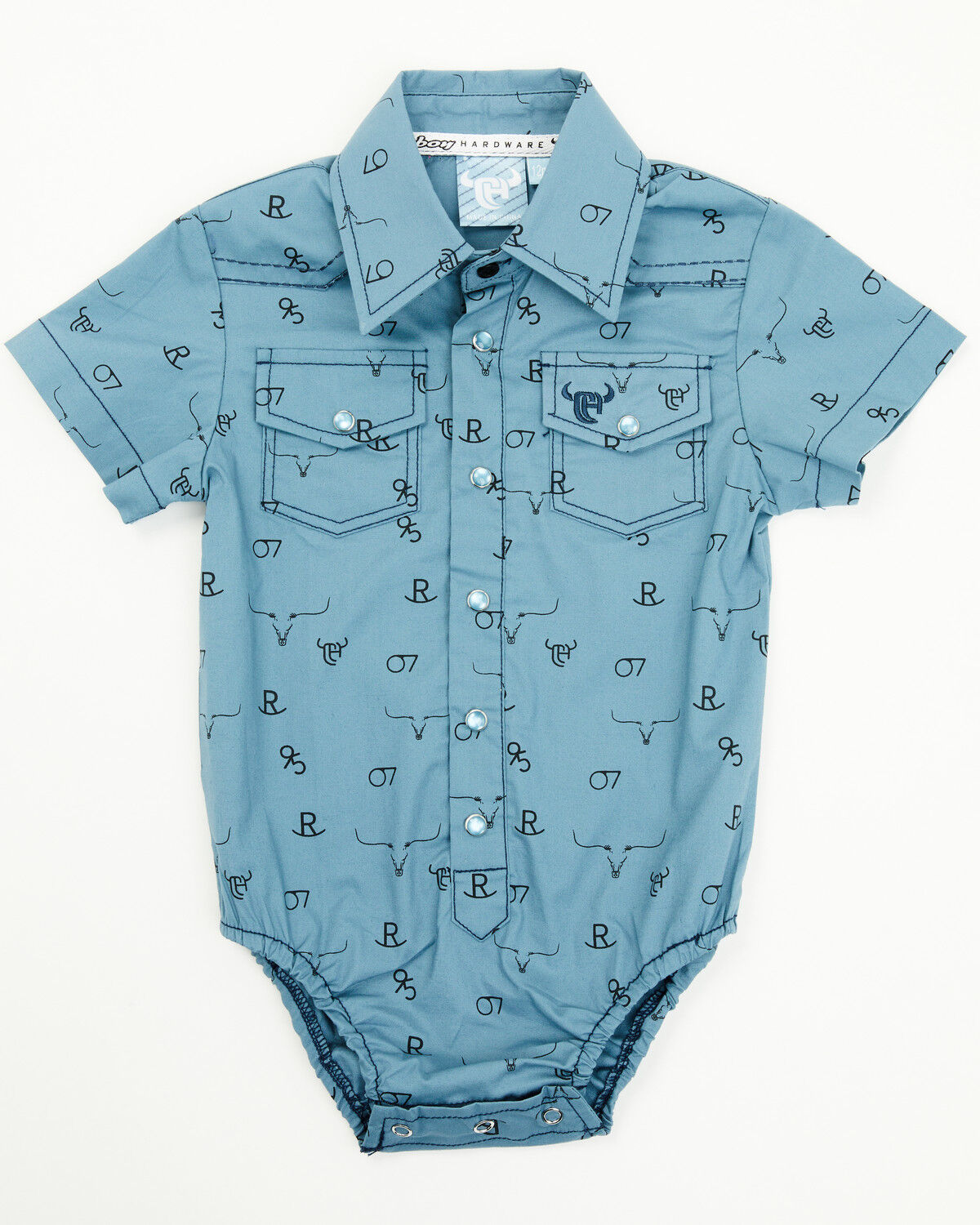 Cowboy Hardware Infant Boys' Branding Iron Short Sleeve Snap Onesie