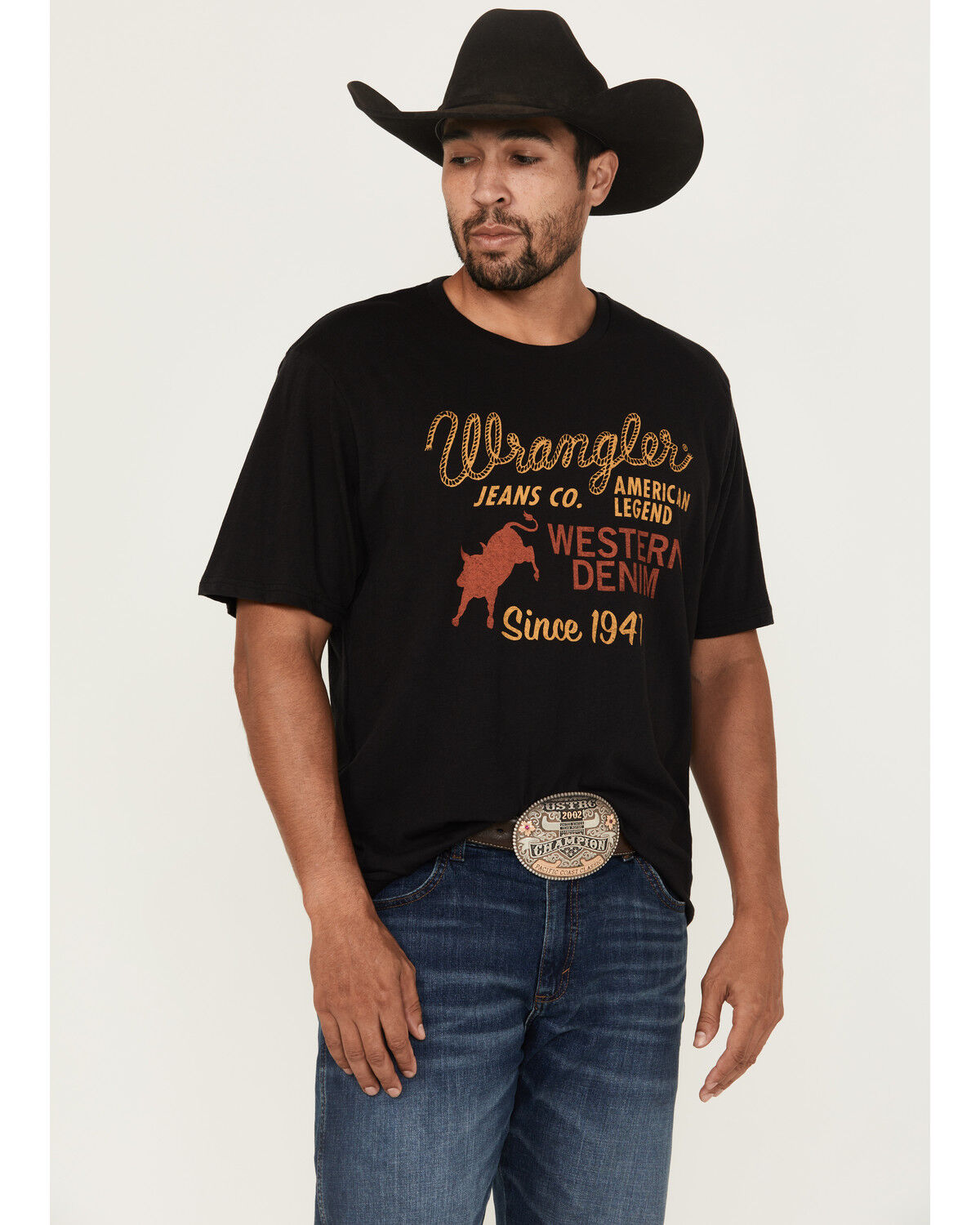 Wrangler Men's Western Denim Logo Short Sleeve Graphic T-Shirt