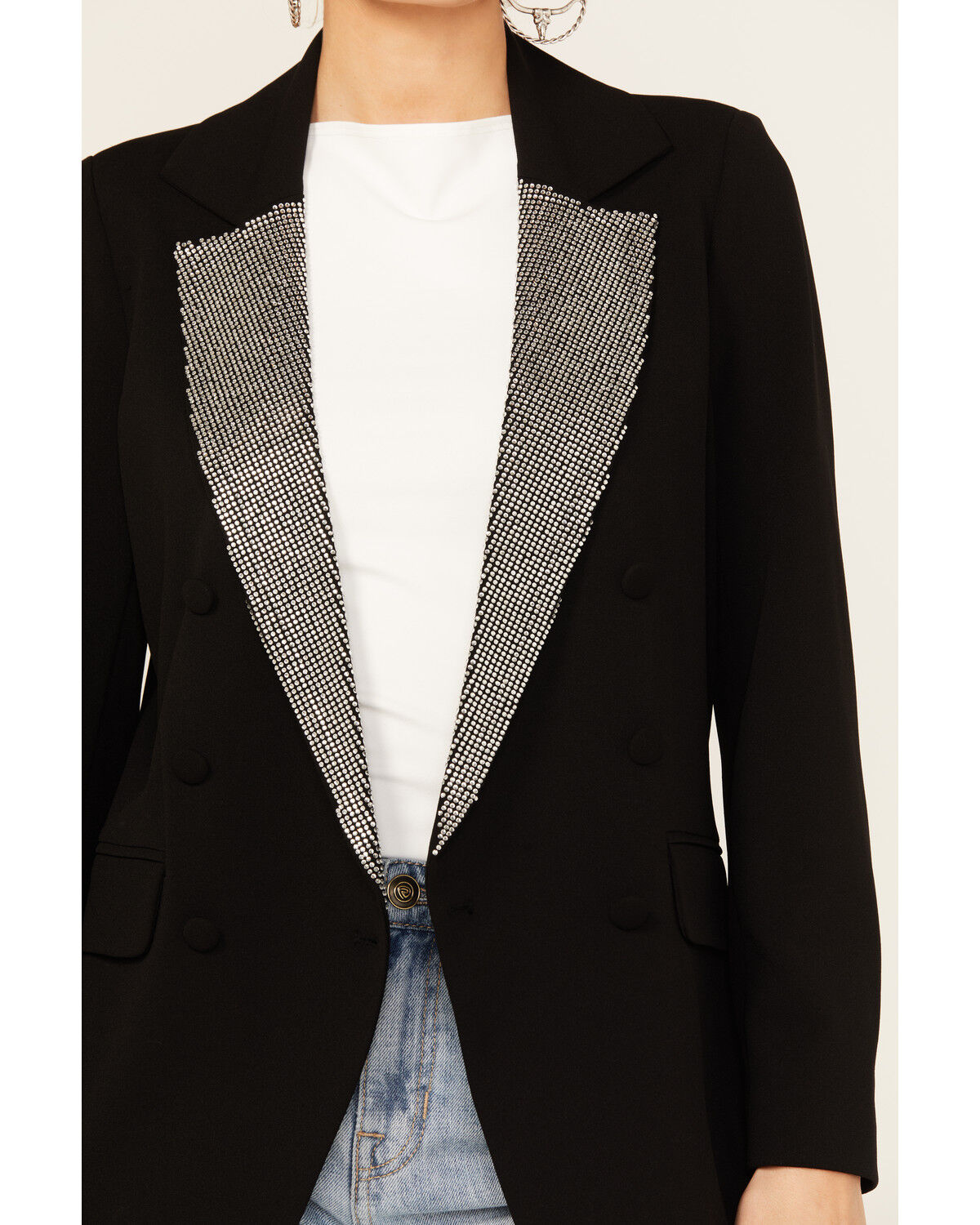 Boom Boom Jeans Women's Crystal Embellished Blazer