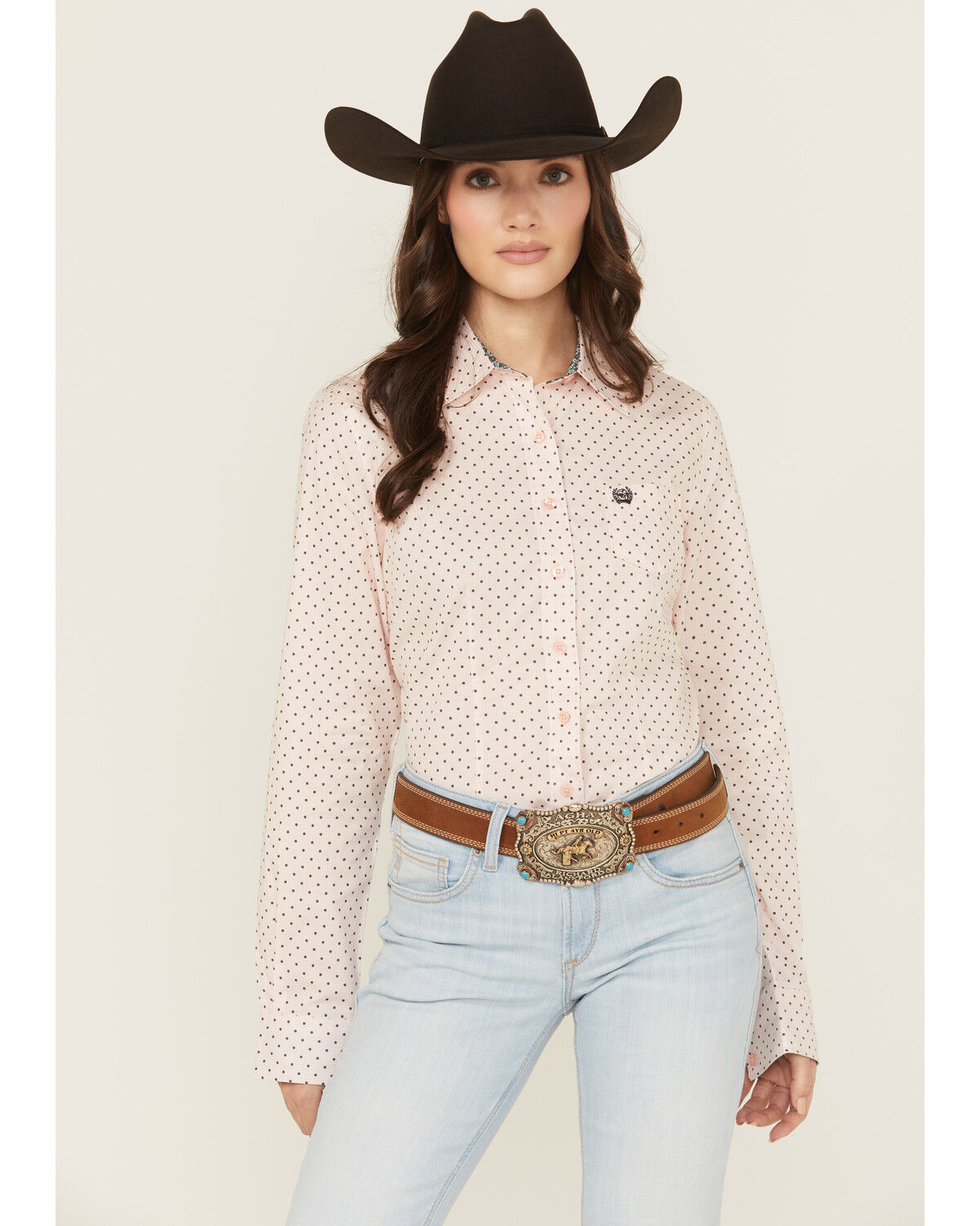 Cinch Women's Dotted Long Sleeve Button-Down Western Shirt