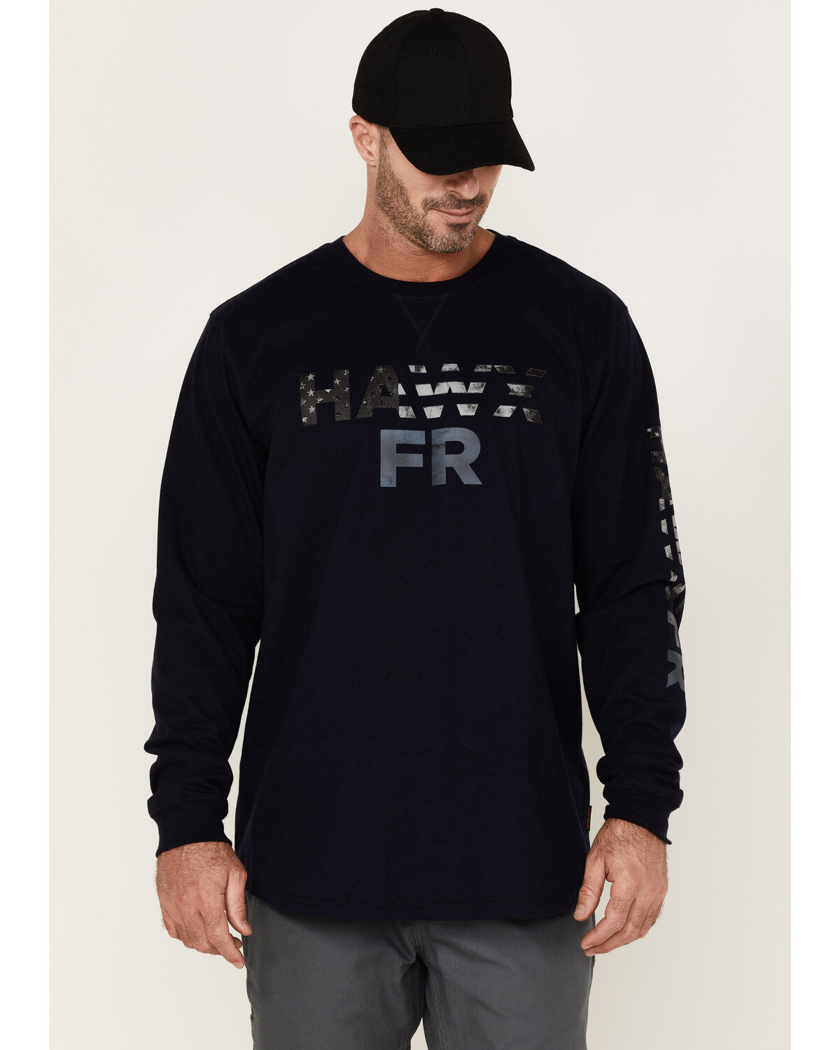 Hawx Men's FR Flag Logo Graphic Long Sleeve Work T-Shirt