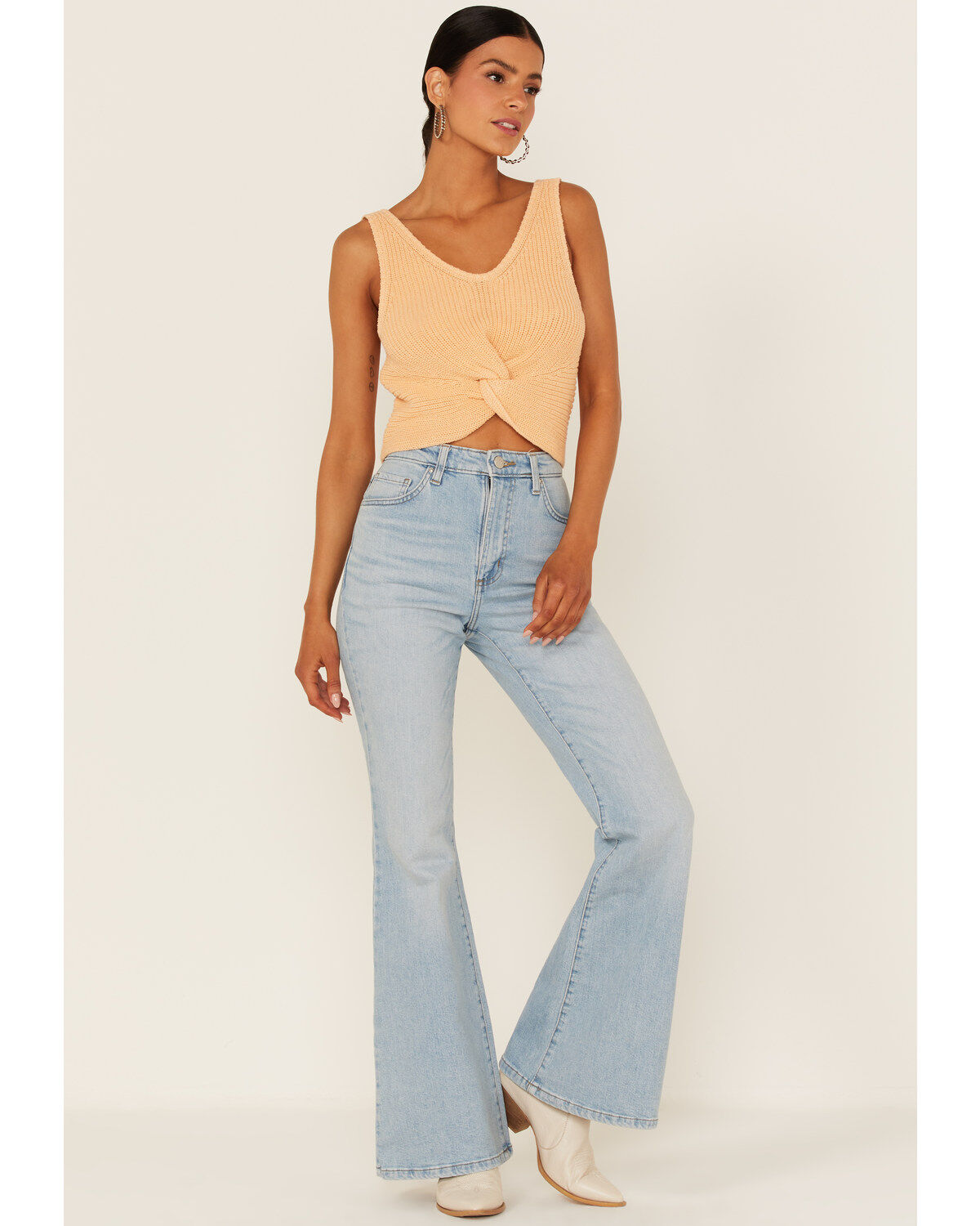 Shyanne Women's Peach Twist Front Sweater Tank