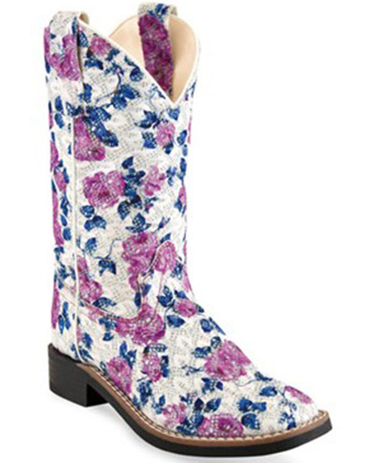 Old West Girls' Flower Girl Western Boots - Broad Square Toe