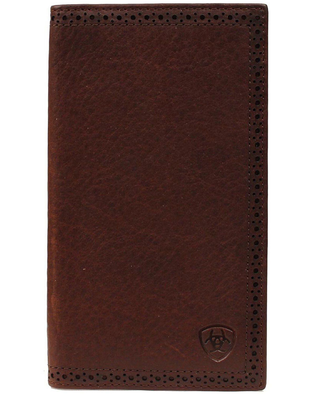 Ariat Men's Rodeo Bi-Fold Leather Checkbook Cover Wallet