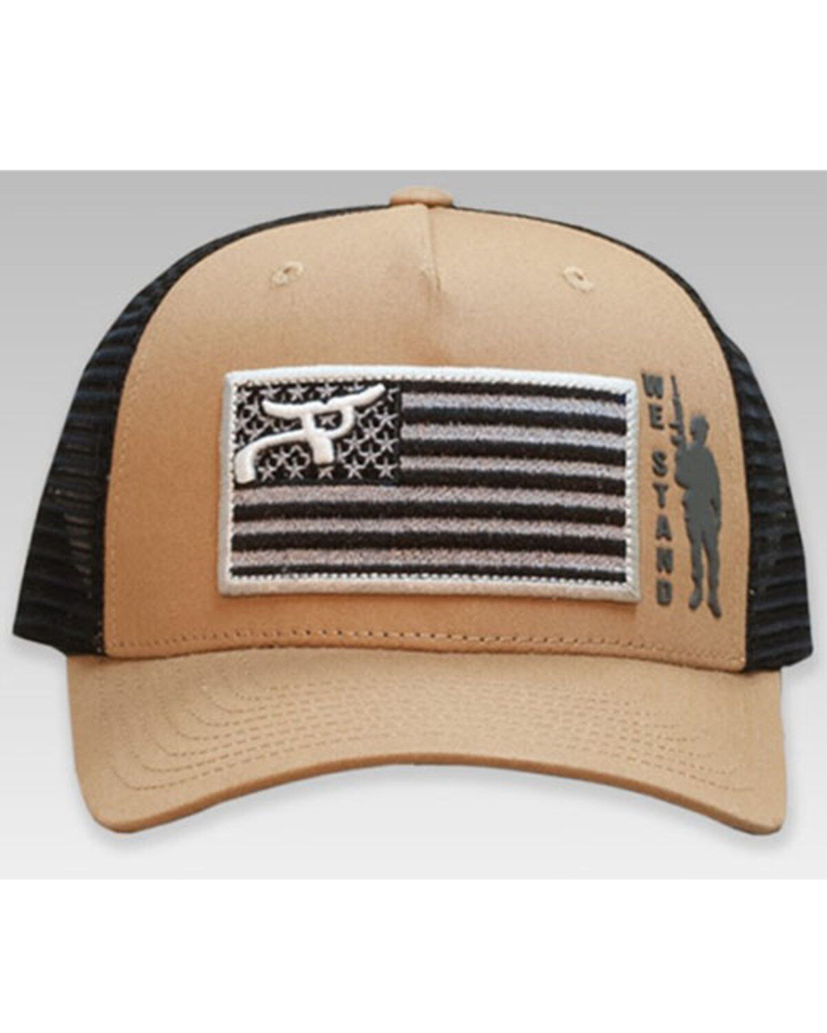 RopeSmart Men's Gray & Tan We Stand Embroidered Monochrome Mesh-Back Ball Cap