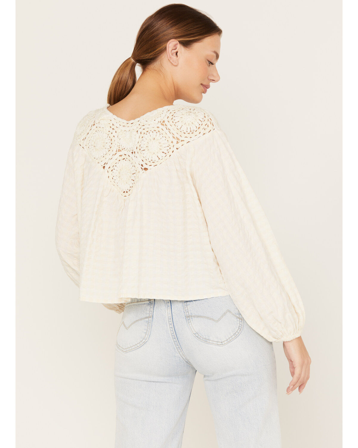 Cleo + Wolf Women's Crochet Long Sleeve Blouse