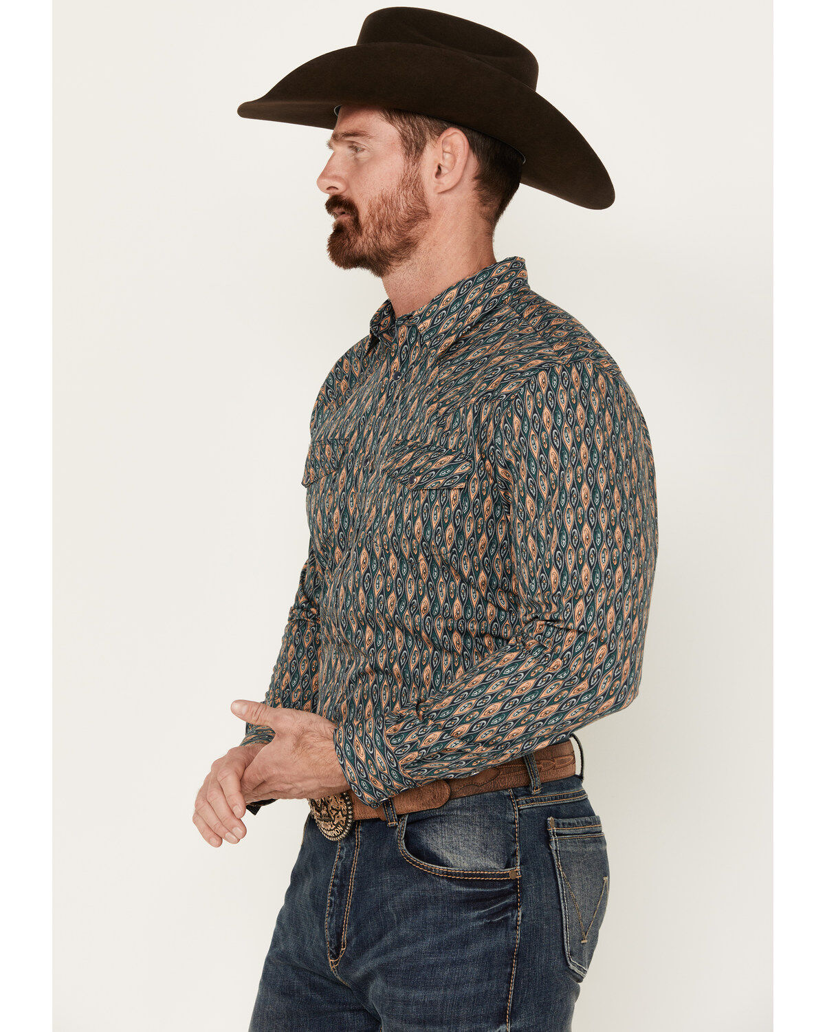 Gibson Trading Co Men's Remnant Paisley Print Long Sleeve Snap Western Shirt