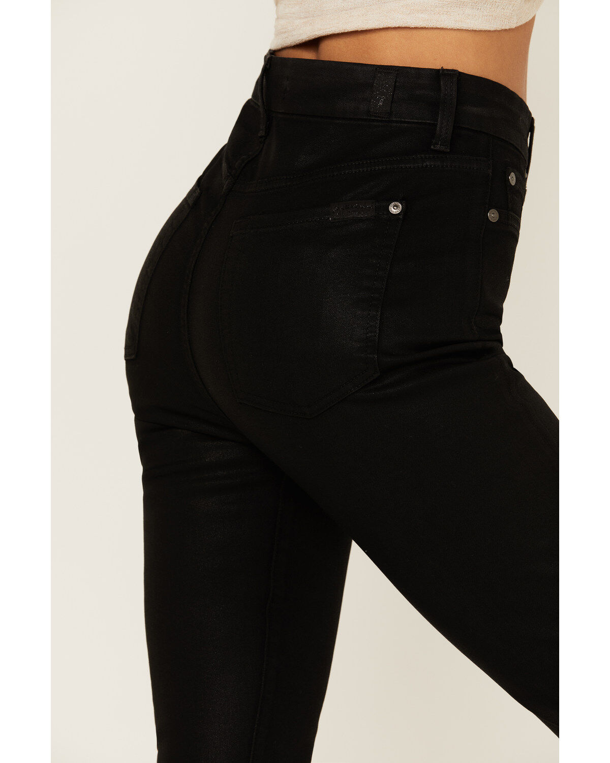 7 For All Mankind Women's Coated High Waist Ankle Skinny Jeans