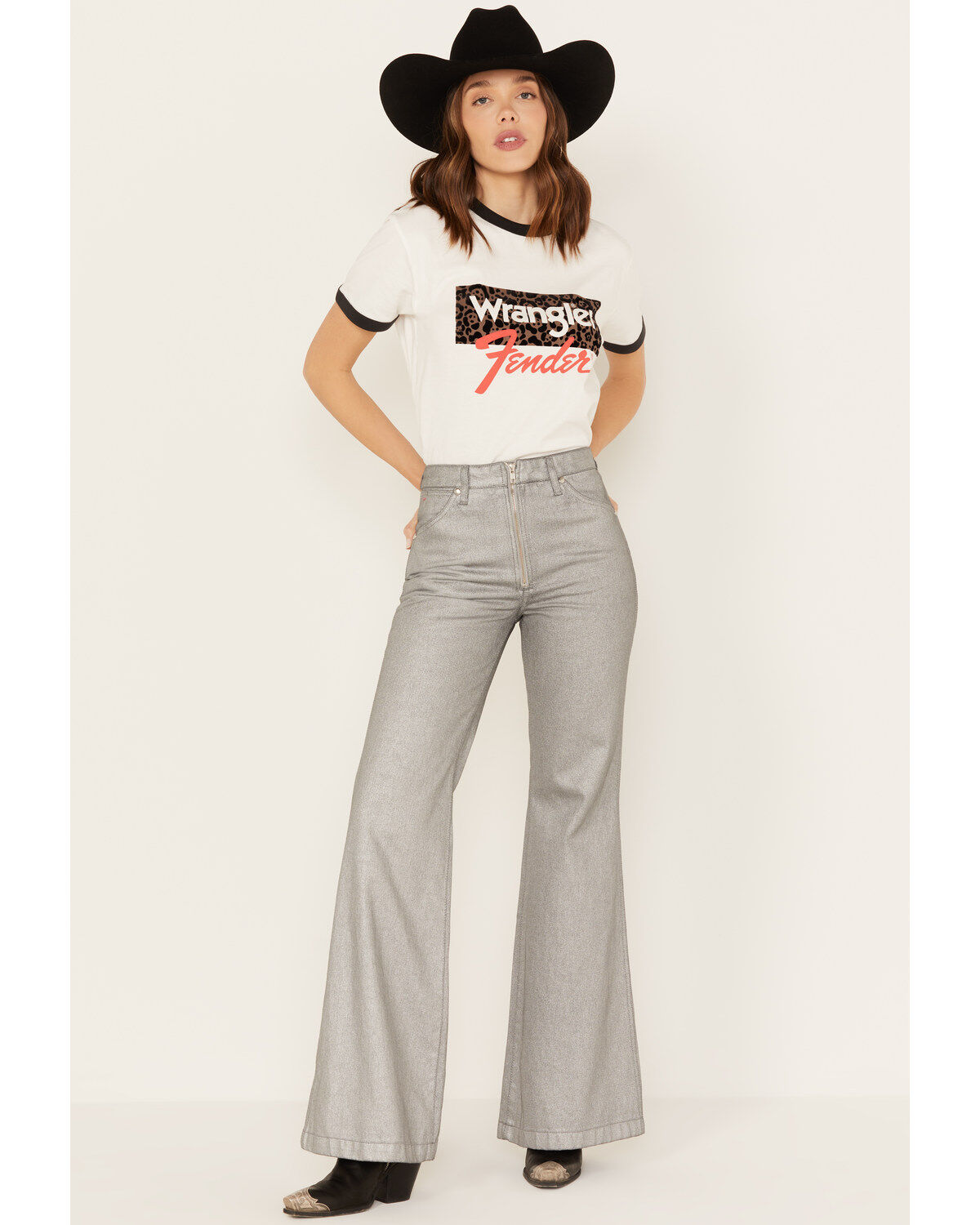 Wrangler X Fender Women's Metallic Wanderer Flare Jeans