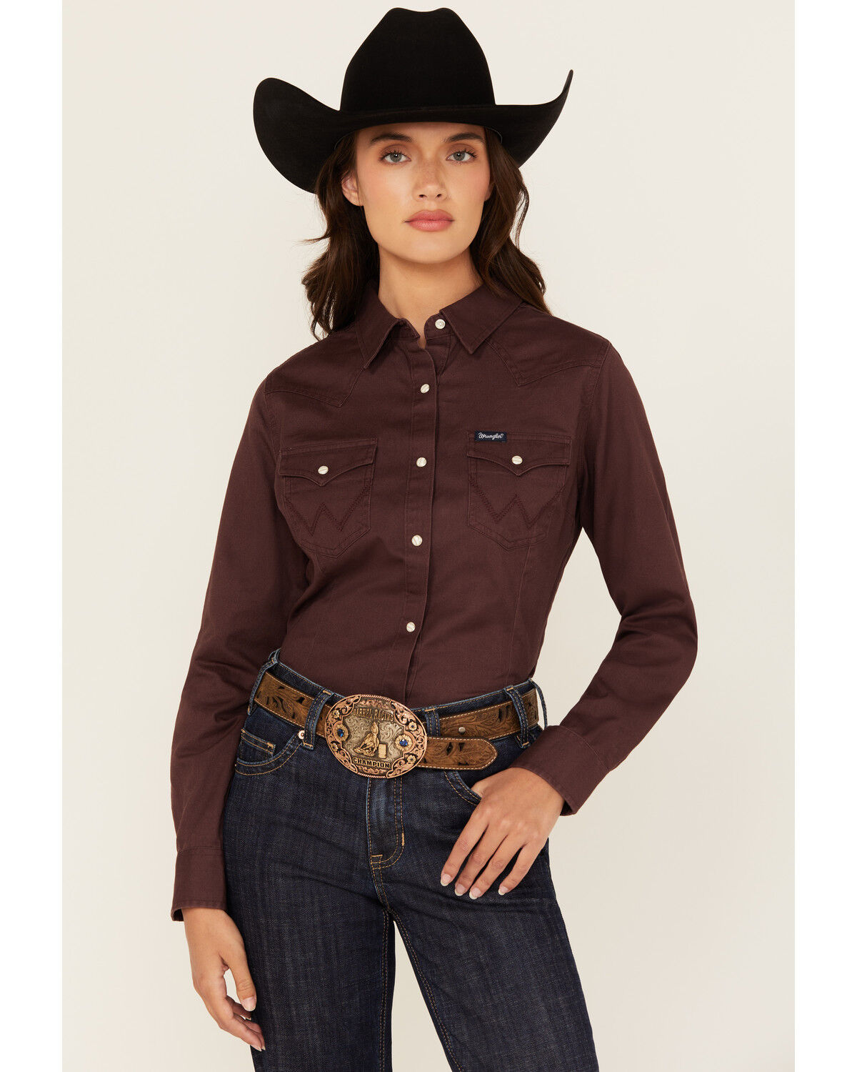 Wrangler Retro Women's Solid Long Sleeve Snap Western Shirt