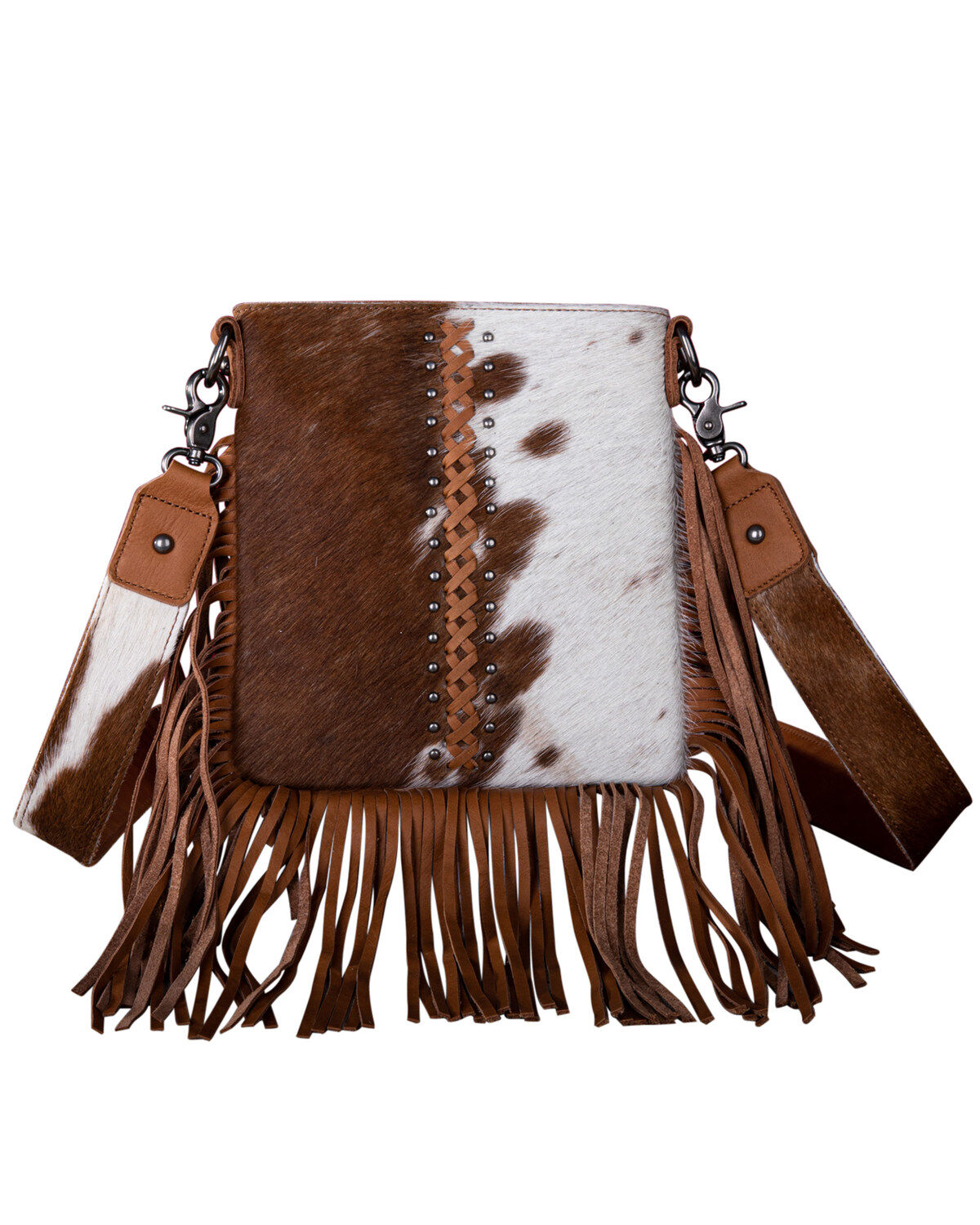 Montana West Women's Genuine Leather Hair-On Fringe Crossbody Bag