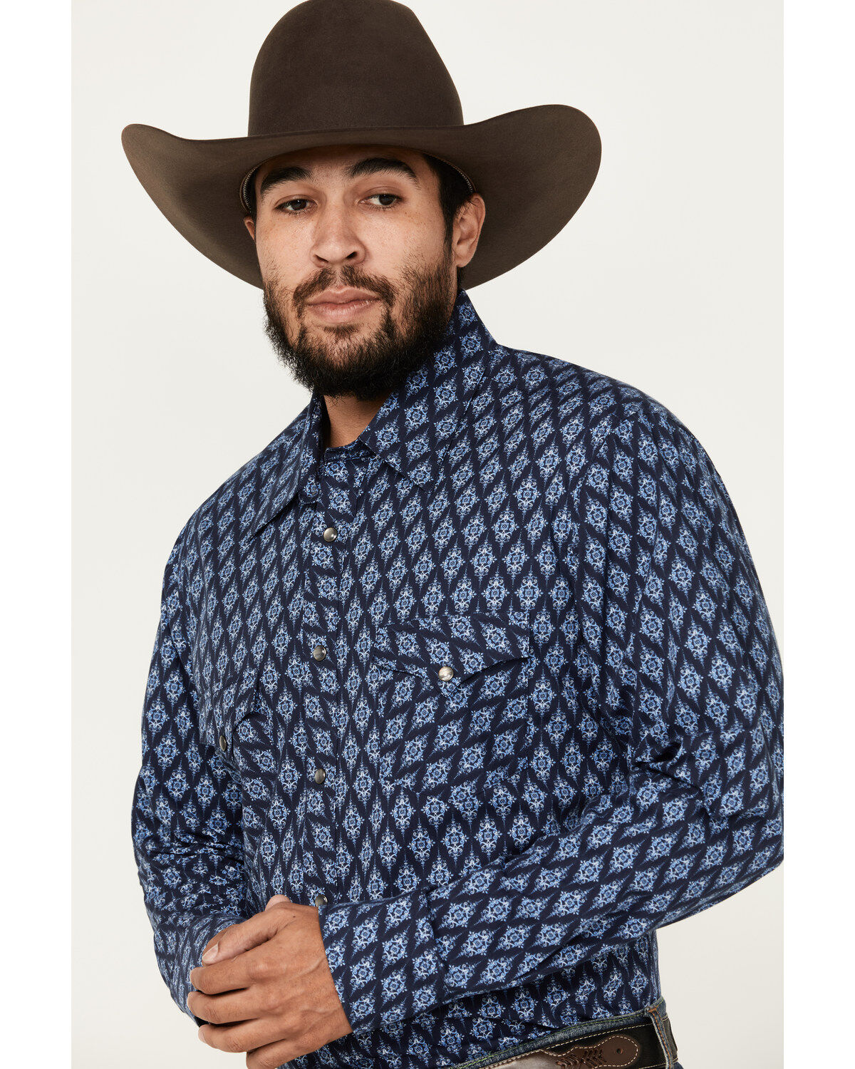 Rock & Roll Denim Men's Medallion Print Vintage Long Sleeve Snap Western Shirt