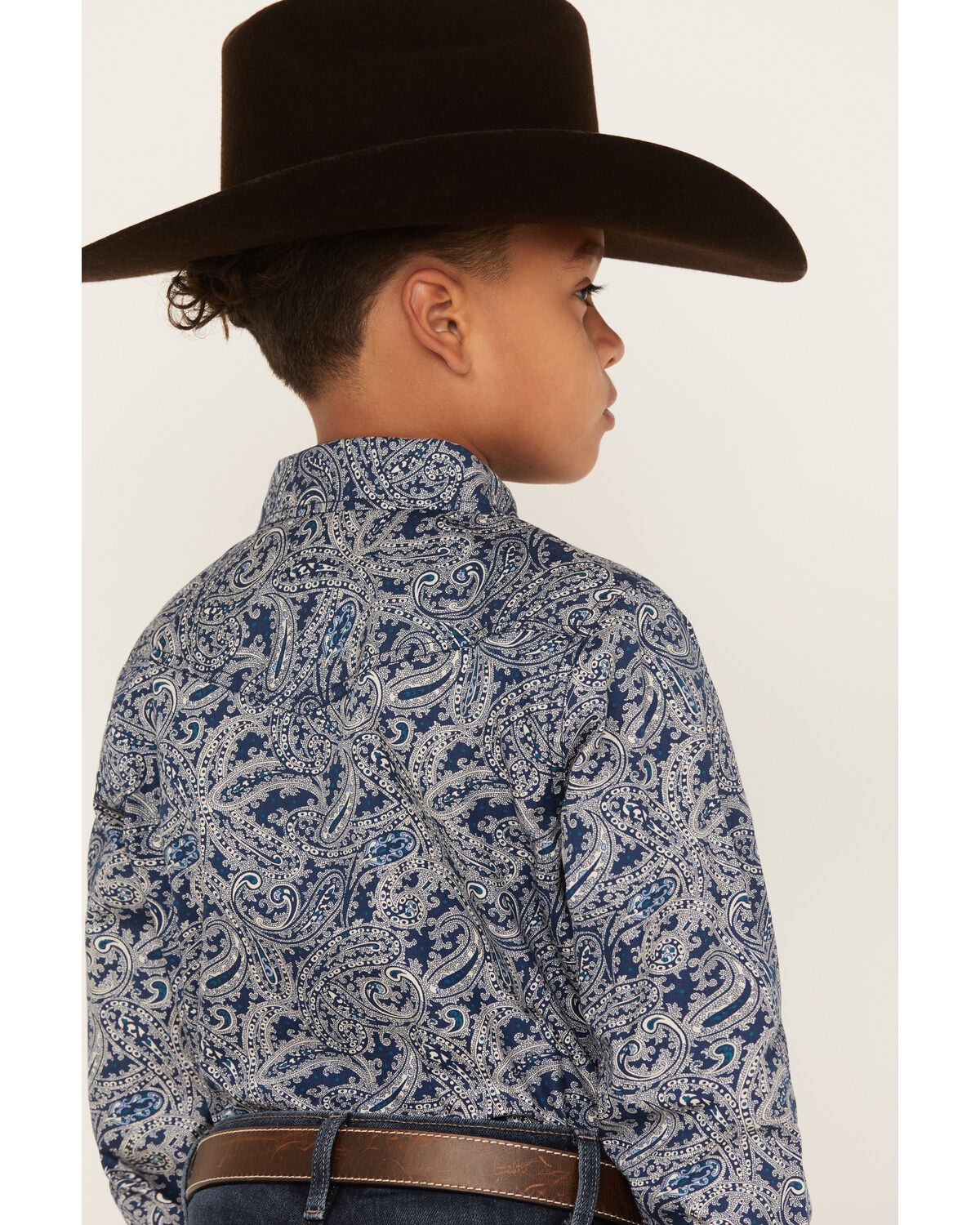 Cody James Boys' Paisley Print Long Sleeve Snap Western Shirt