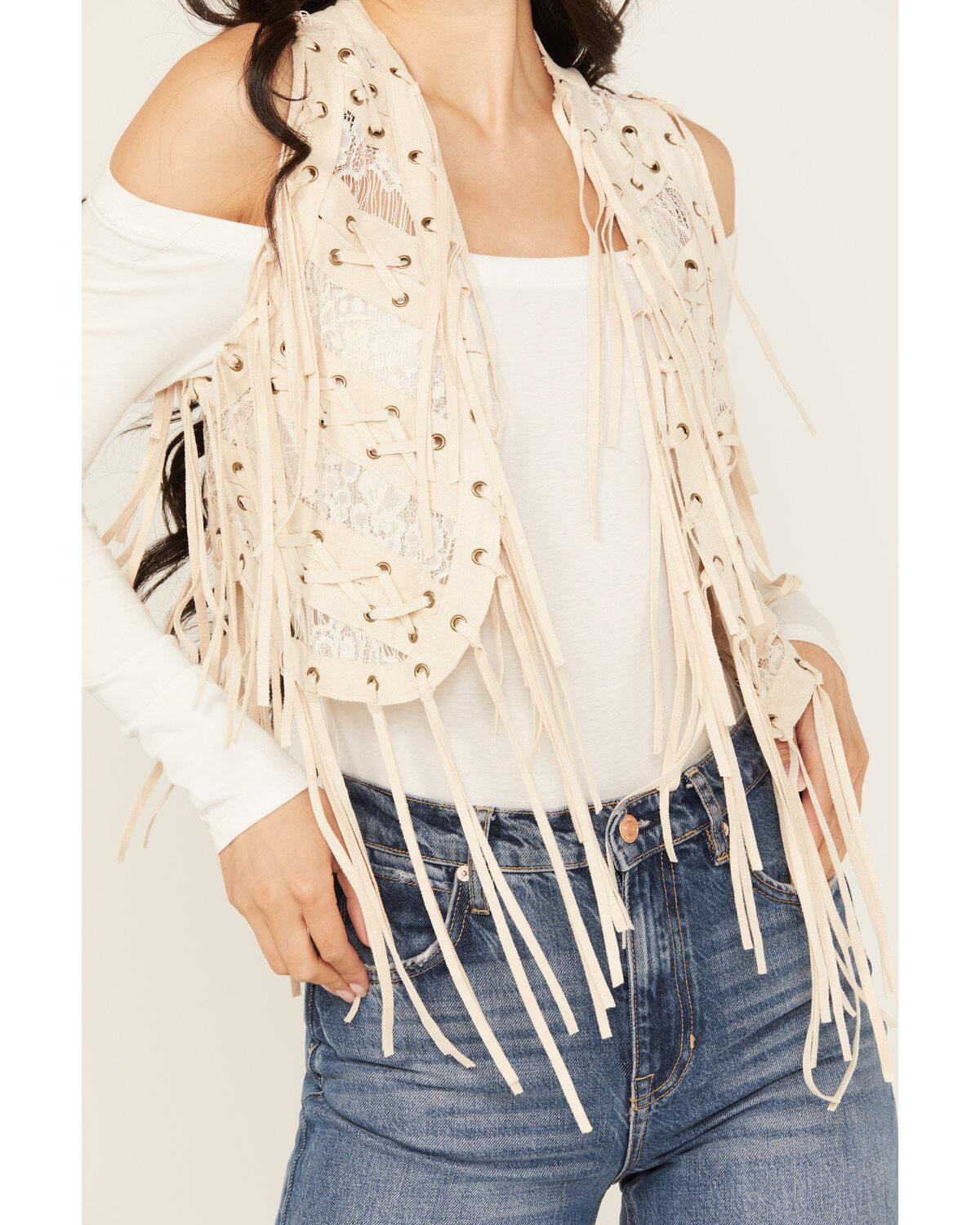 Vocal Women's Braided Lace Fringe Vest