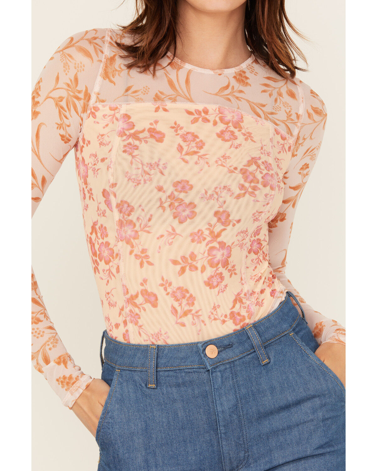 Free People Women's Betty's Garden Floral Print Long Sleeve Shirt