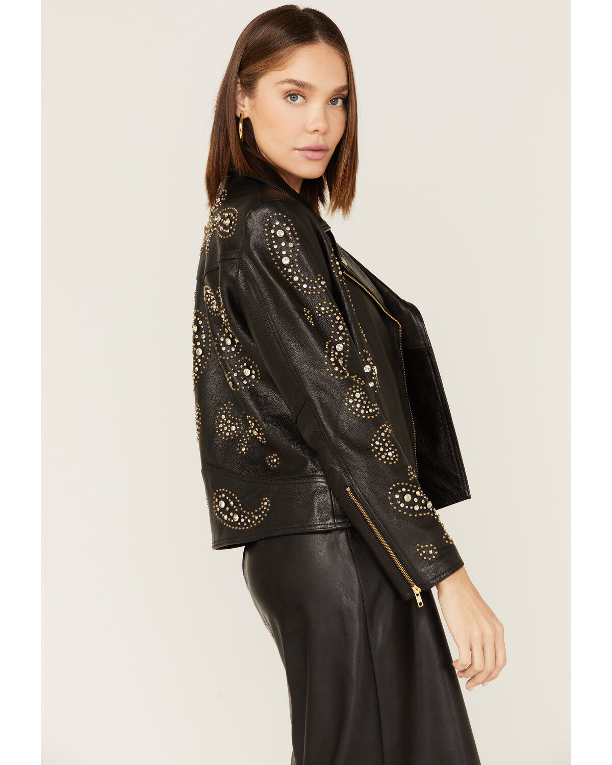 Boot Barn X Understated Leather Rhinestone Leather Moto Jacket