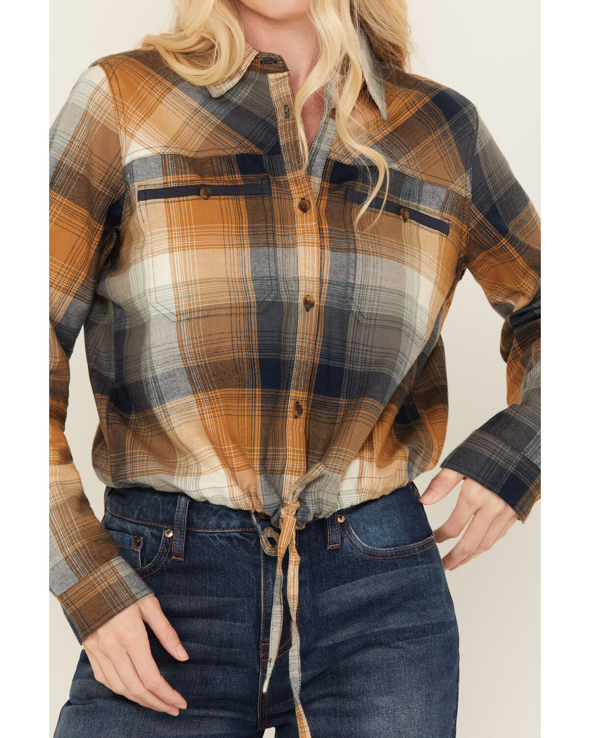 Cleo + Wolf Women's Plaid Print Long Sleeve Flannel Shirt