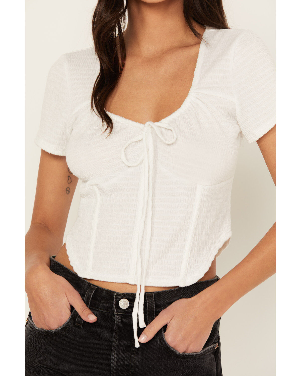 Wild Moss Women's Textured Corset Knit Top