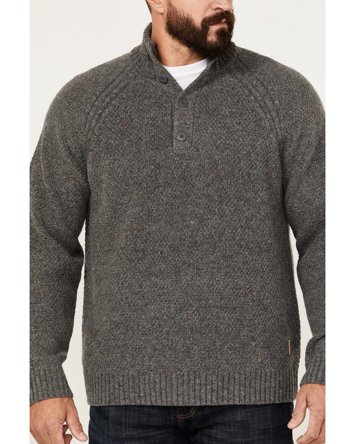 Brothers and Sons Men's Merino Donegal Button Pullover