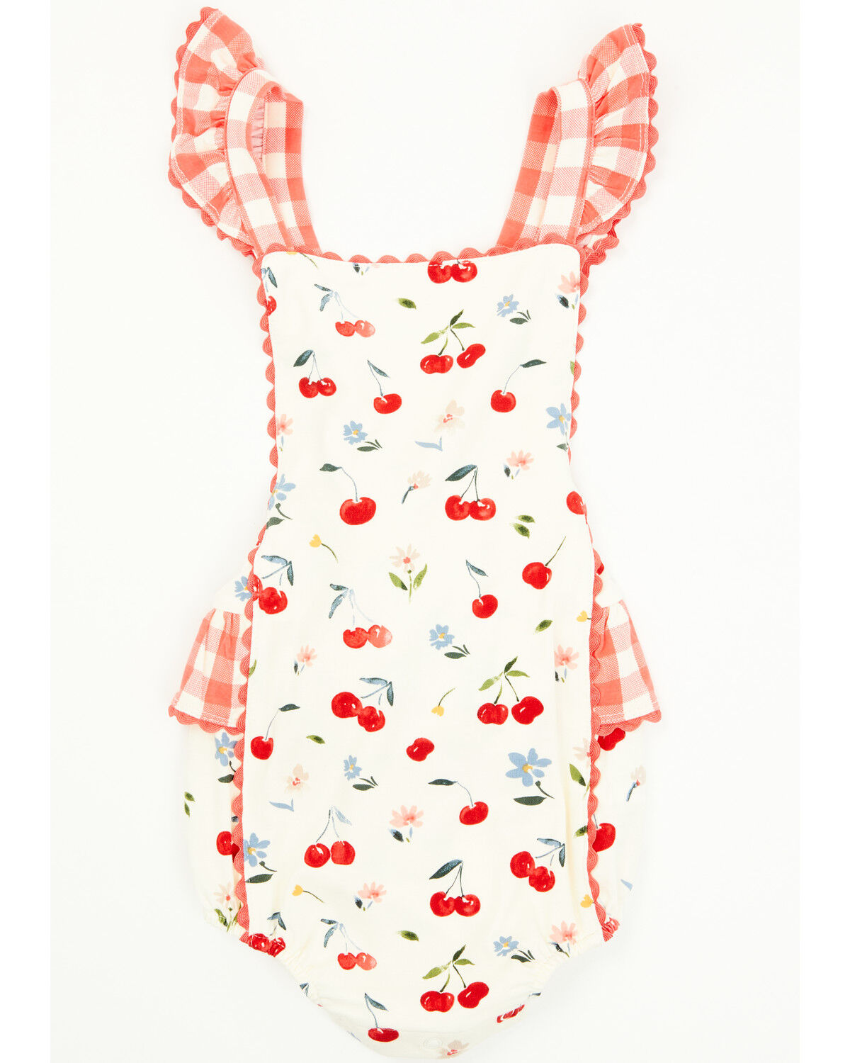Angel Dear Infant Girls' Cherry Ruffle Sleeve Snap Onesie