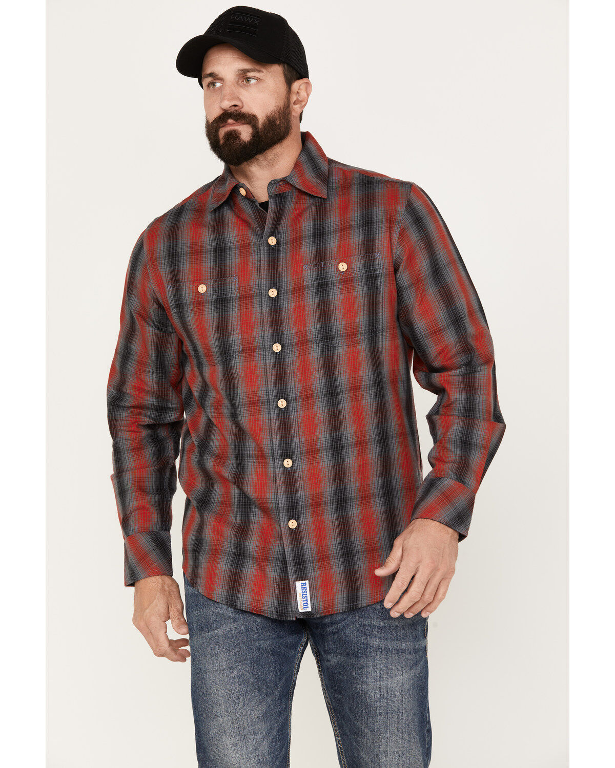 Resistol Men's Yuma Plaid Print Long Sleeve Button Down Western Shirt