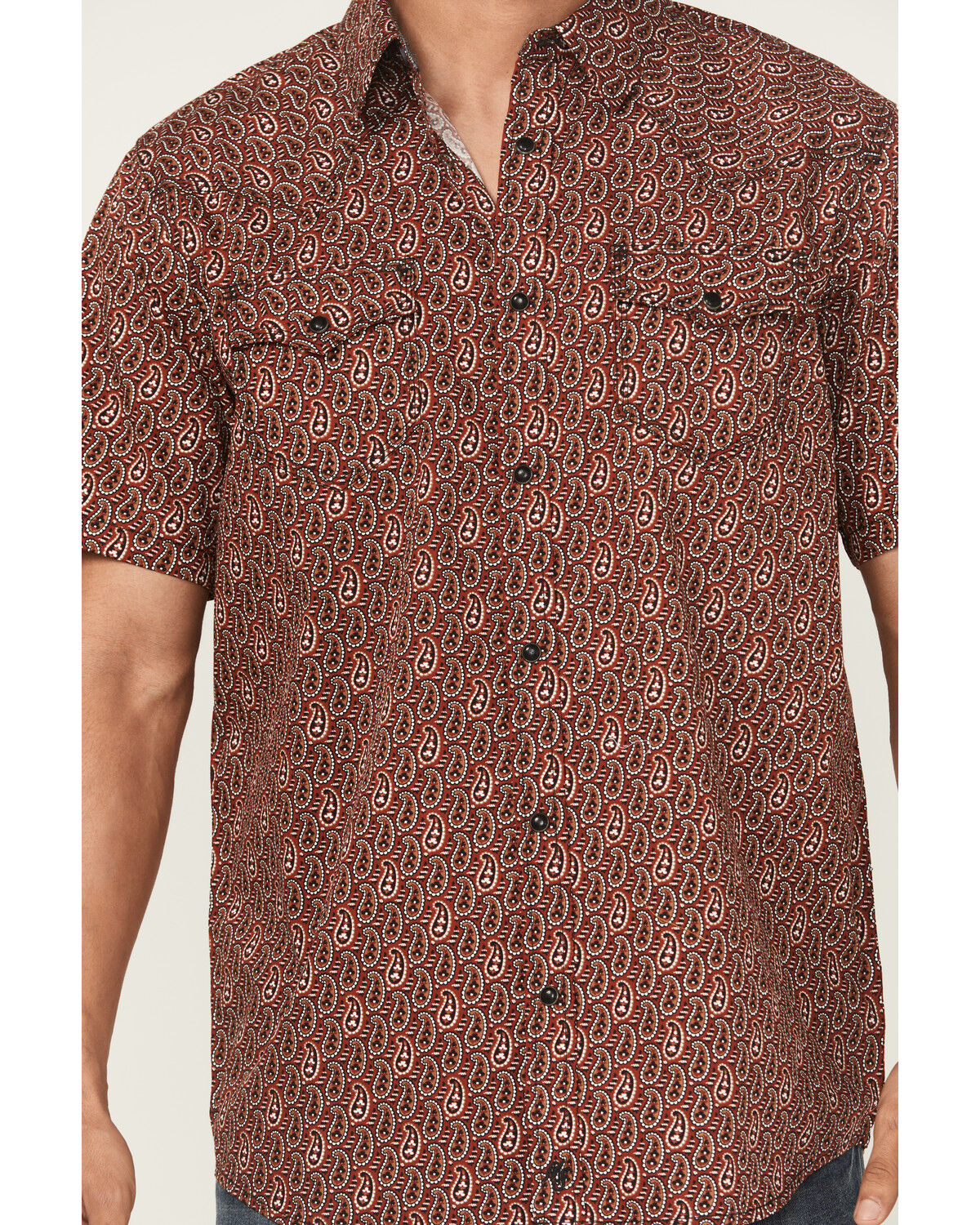 Moonshine Spirit Men's Lava Paisley Print Short Sleeve Snap Western Shirt