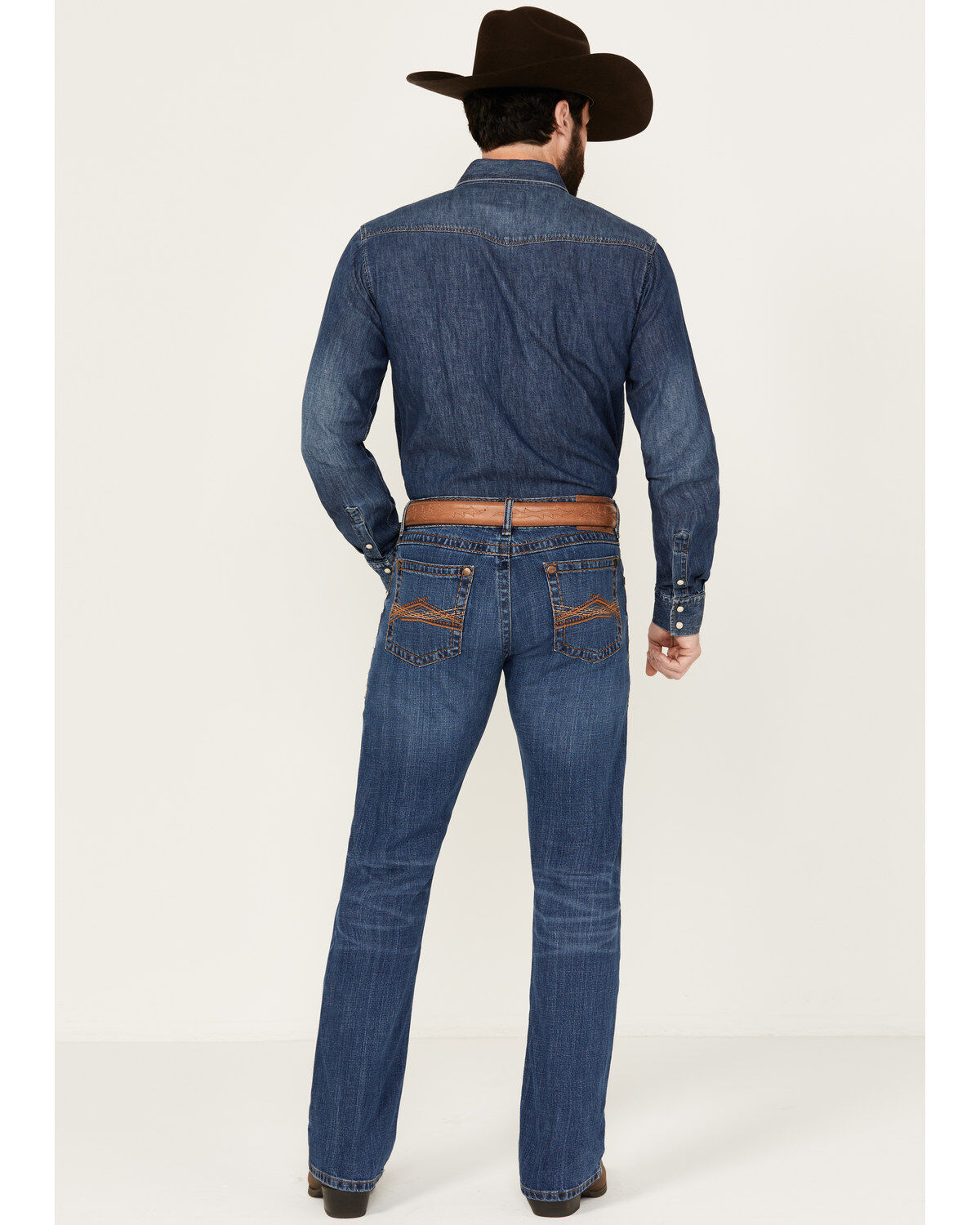 Rock 47 by Wrangler Men's Breaunvieh Light Wash Slim Bootcut Stretch Denim Jeans