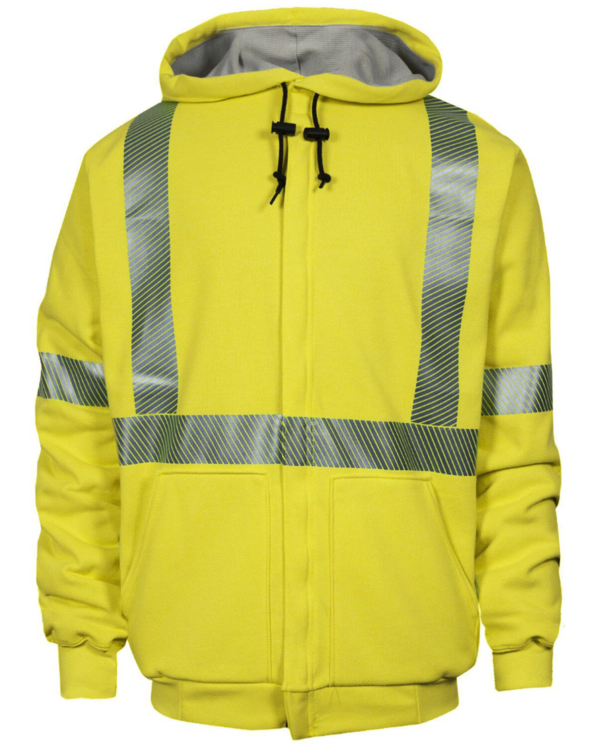 National Safety Apparel Men's 2X-3X FR Vizable Hi-Vis Waffle Weave Zip Front Work Sweatshirt - Tall