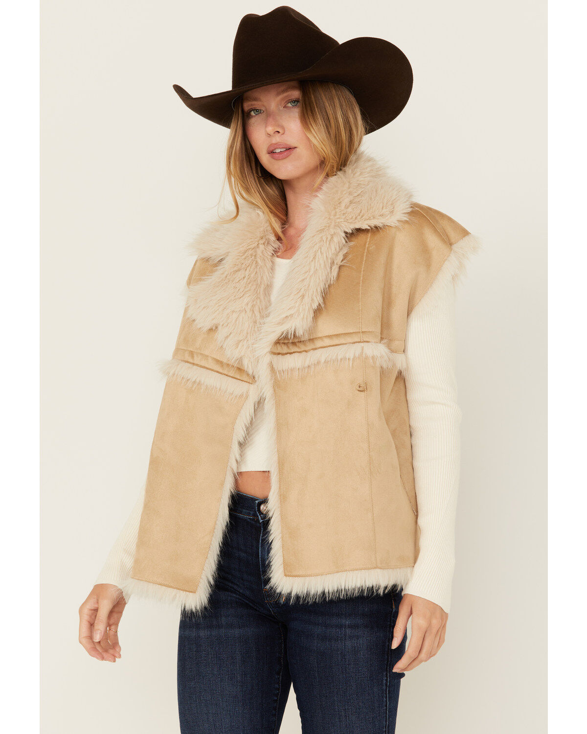 Revel Women's Faux Suede Fur Vest